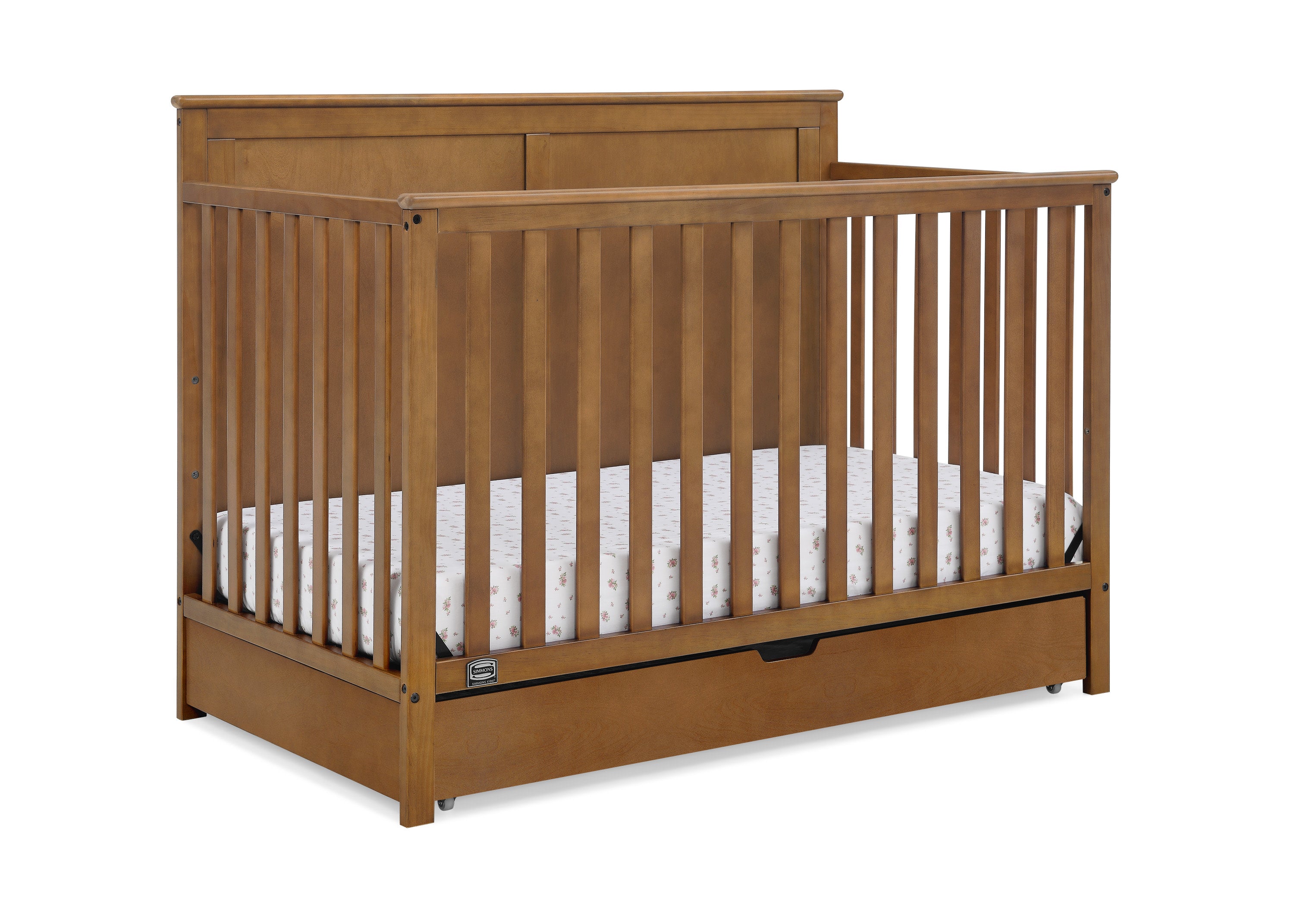 Logan 6-in-1 Convertible Baby Crib with Underdrawer Storage - White Nursery Furniture for Newborn to Toddler Bed | Perfect for Small Spaces & Modern Nurseries
