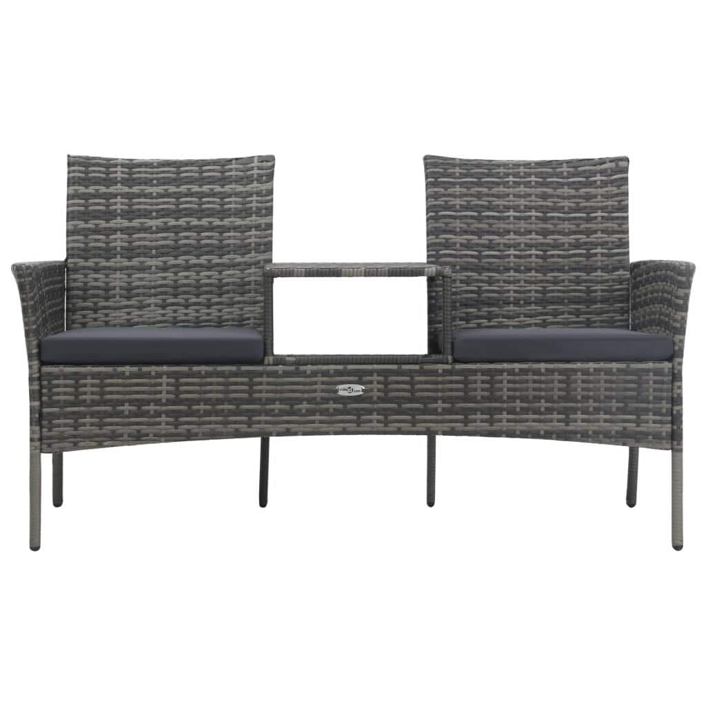 Modern 2-Seater Outdoor Patio Furniture Set with Tea Table - Poly Rattan Anthracite Conversation Sofa for Home, Garden, Lawn & Balcony - Perfect for Relaxing, Entertaining & Outdoor Dining