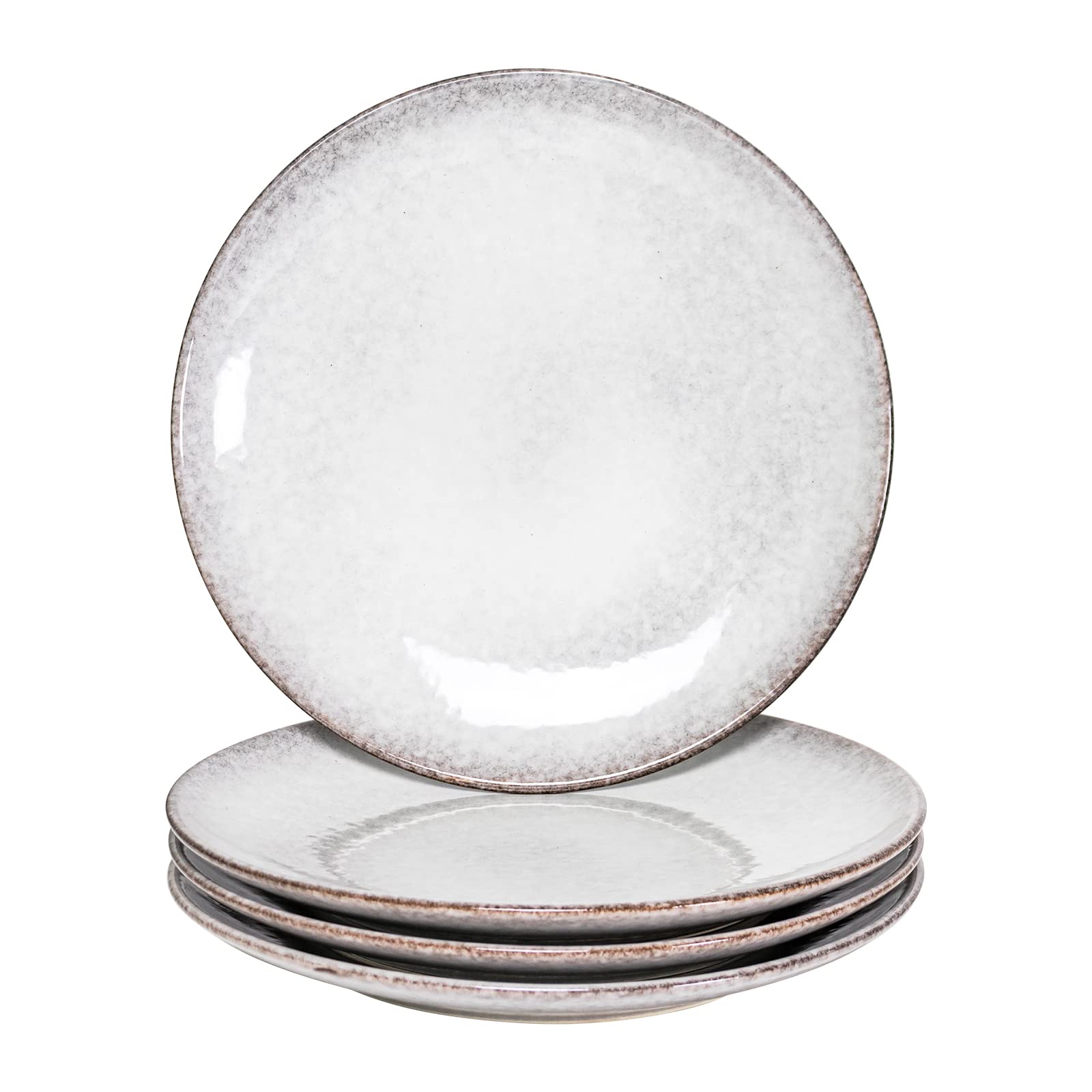 Premium 10-Inch Ceramic Dinner Plates Set of 4 - Scratch Resistant Stoneware Round Plates for Dessert, Salad & Serving | Dishwasher, Microwave & Oven Safe Dinnerware (Grayish-White) - Perfect for Family Dinners, Parties & Restaurant Use