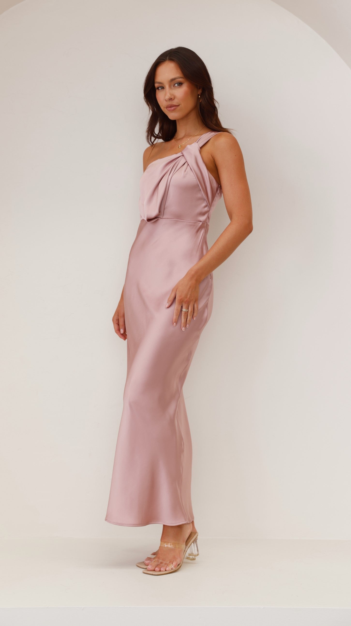 Greta Maxi Dress for Women - Elegant Dusty Pink Flowy Long Dress for Summer, Beach, Wedding & Special Occasions