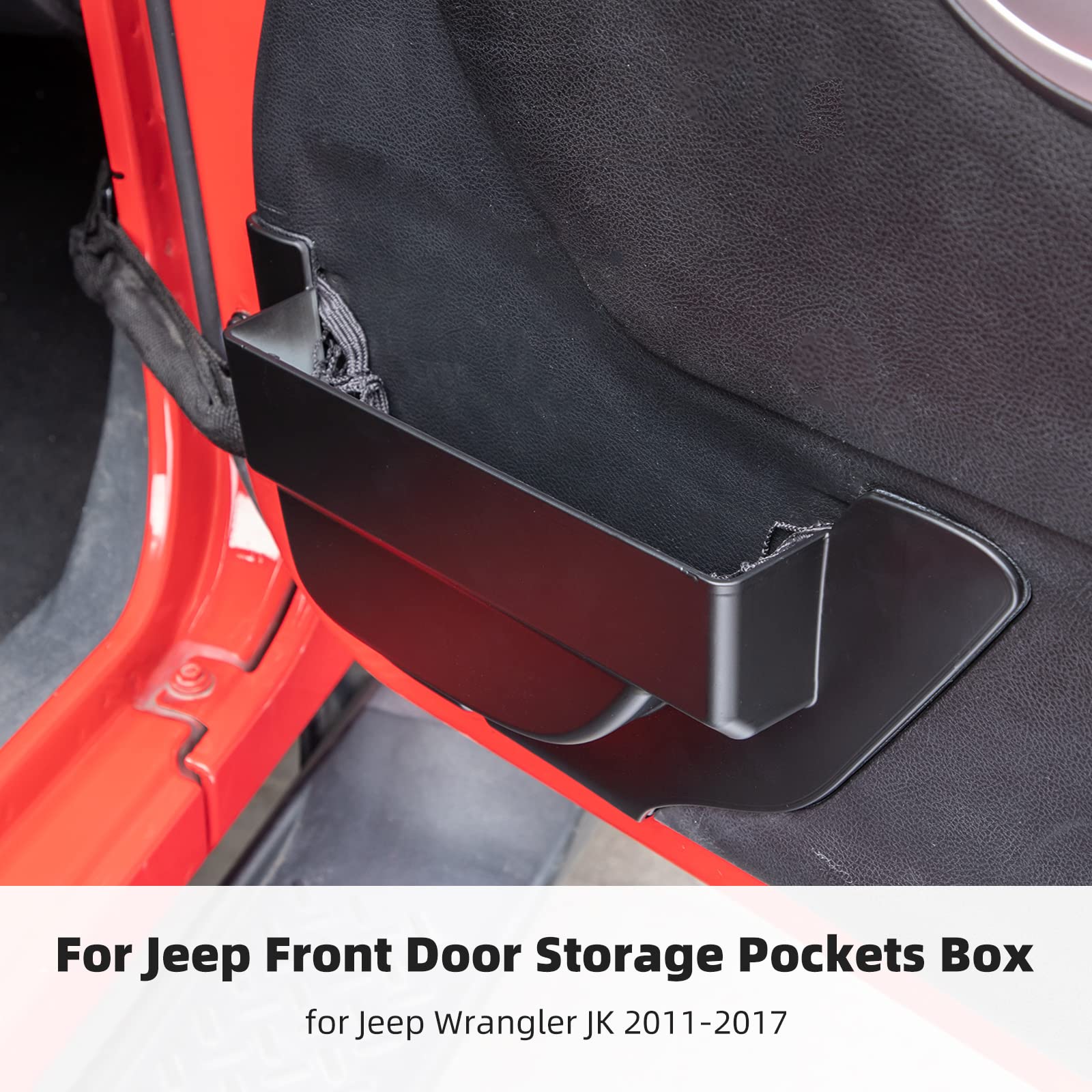 CheroCar Jeep Wrangler JK 2011-2017 Front Door Storage Organizer - Replacement Door Net Pocket & Interior Accessory Box for 2/4-Door Models | Perfect for Off-Road Gear Organization & Adventure Trips