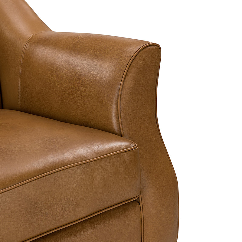 Hugo Traditional Style Curved Genuine Leather Sofa - Elegant Living Room Furniture for Home, Office & Lounge Decor