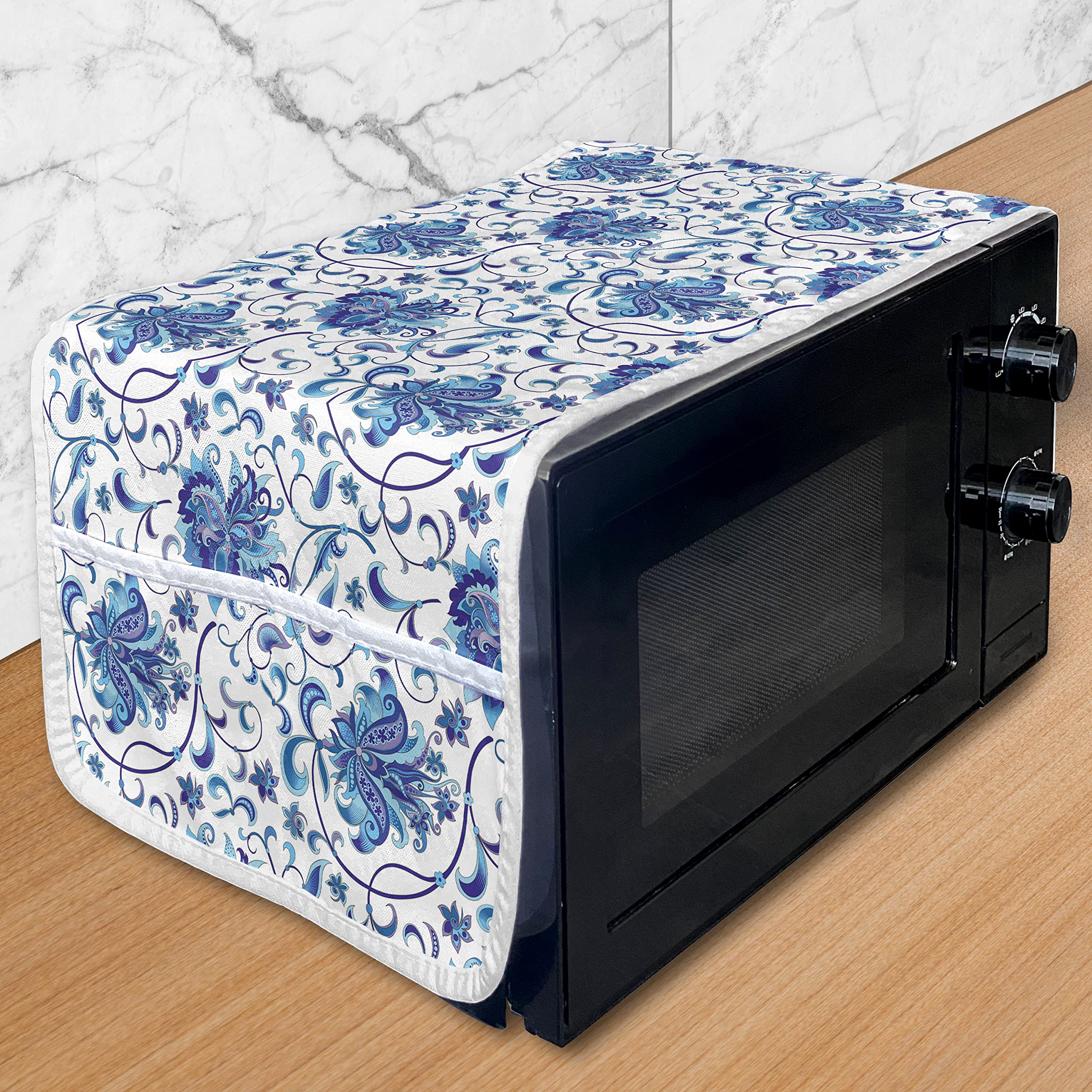 Ambesonne Botany Microwave Oven Cover - Waterproof Kitchen Organizer with Pockets, 36