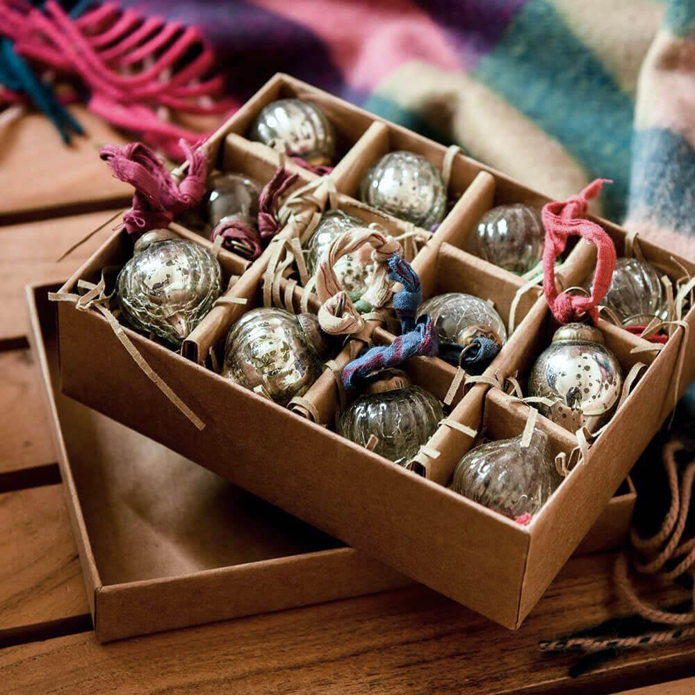 12-Piece Silver & Clear Dew Drop Glass Ornaments - Elegant Christmas Tree Decorations for Holiday Home Decor