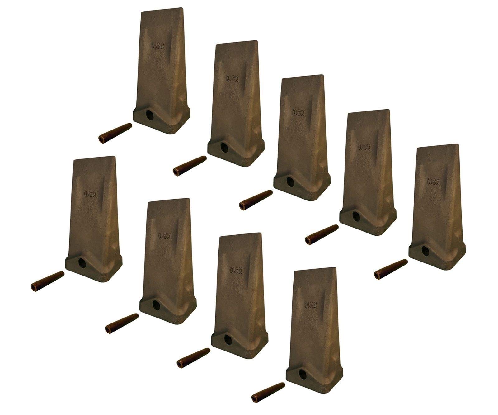 Hensley Style Parabolic Dirt/Spade Teeth with Roll Pins - 310 Series X310 - Heavy Duty Excavator Bucket Teeth for Construction & Landscaping