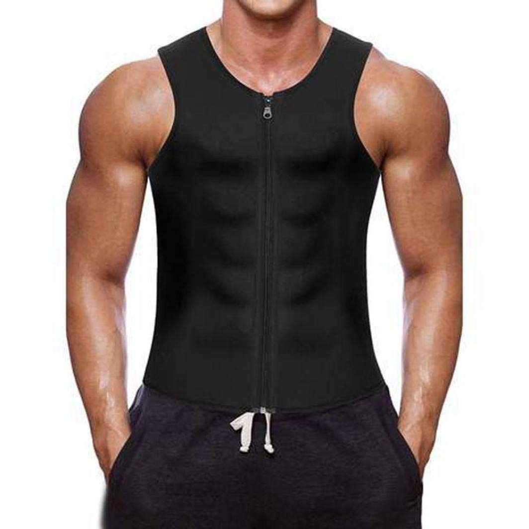 Men's Neoprene Waist Trainer Vest - Body Shaper Corset with Zipper for Weight Loss, Sauna & Workout - Slimming Tank Top for Gym, Fitness & Postpartum Recovery