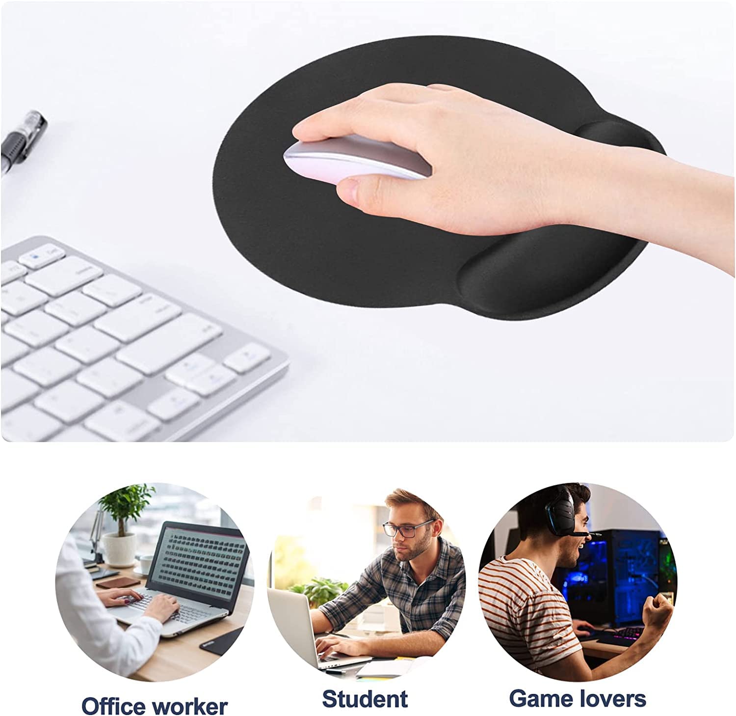 2Pcs Custom Photo Gaming Mouse Pad with Wrist Support - Non-Slip Rubber Base Ergonomic Mouse Mat for PC, Laptop, Office & Anime Gaming - Perfect for Work, Gaming & Computer Use