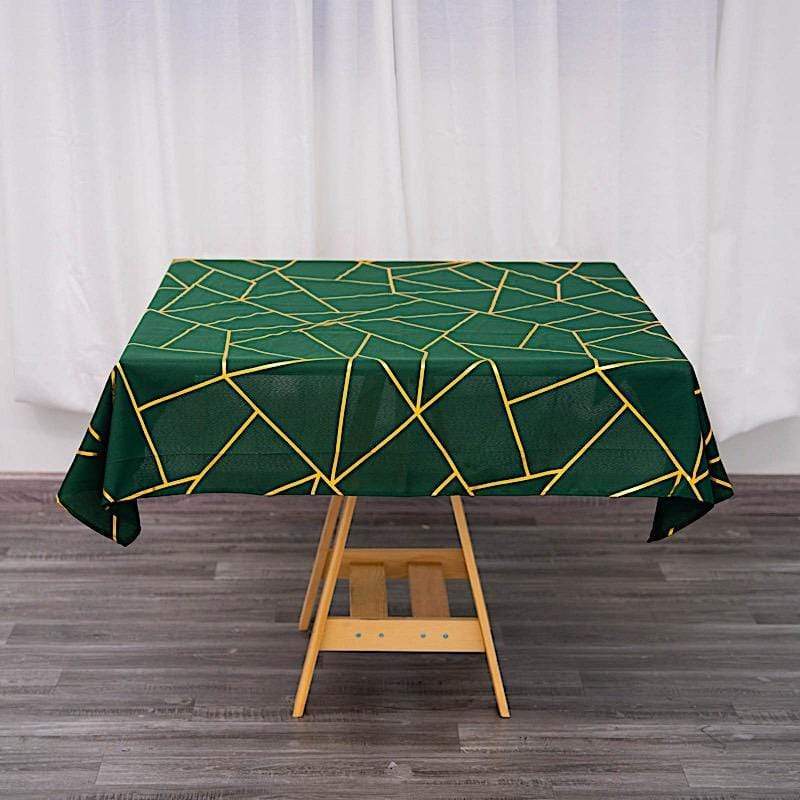 54x54 Inch Polyester Square Table Overlay with Metallic Geometric Design - Perfect for Wedding, Party, and Home Decor