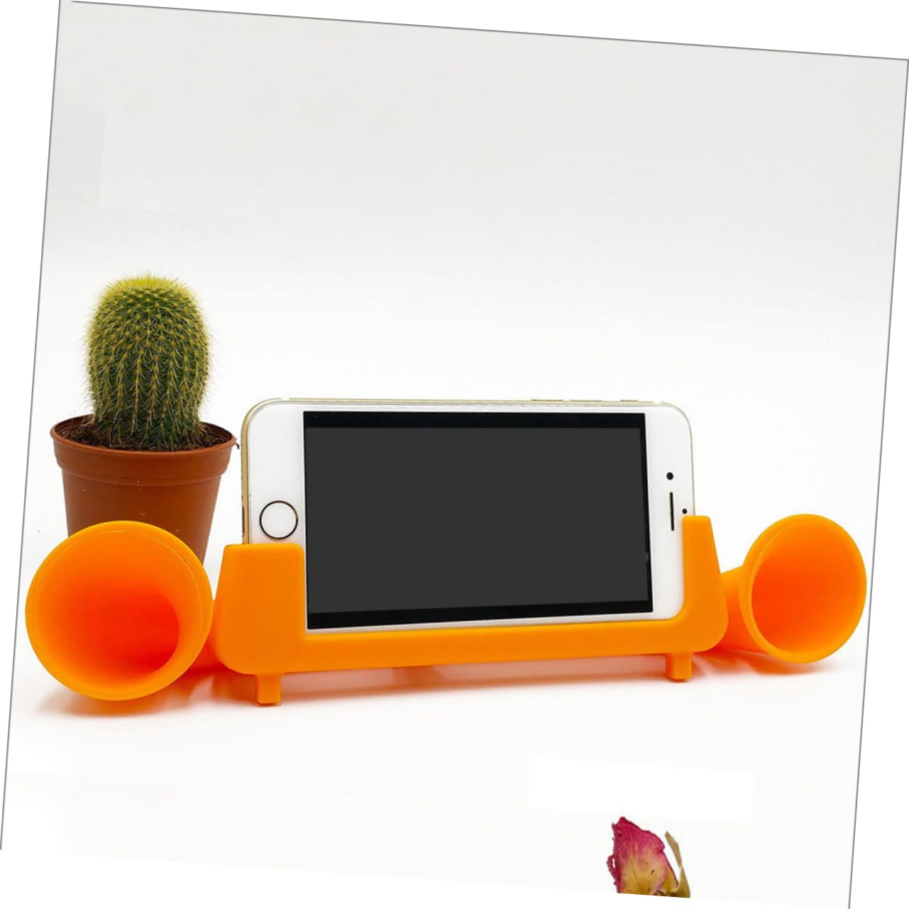 BUTIFULSIC Wooden Phone Stand with Voice Magnifier & Amplifier, Silicone Wireless Speaker Stand for Desk, Sound Boosting Phone Holder for Home, Office, and Car Use