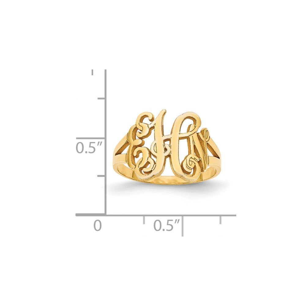925 Sterling Silver Yellow Gold-Plated Laser Engraved Monogram Ring Band - Personalized Name Ring for Women, Customizable Initial Jewelry Gift for Her - Perfect for Anniversaries, Birthdays & Special Occasions