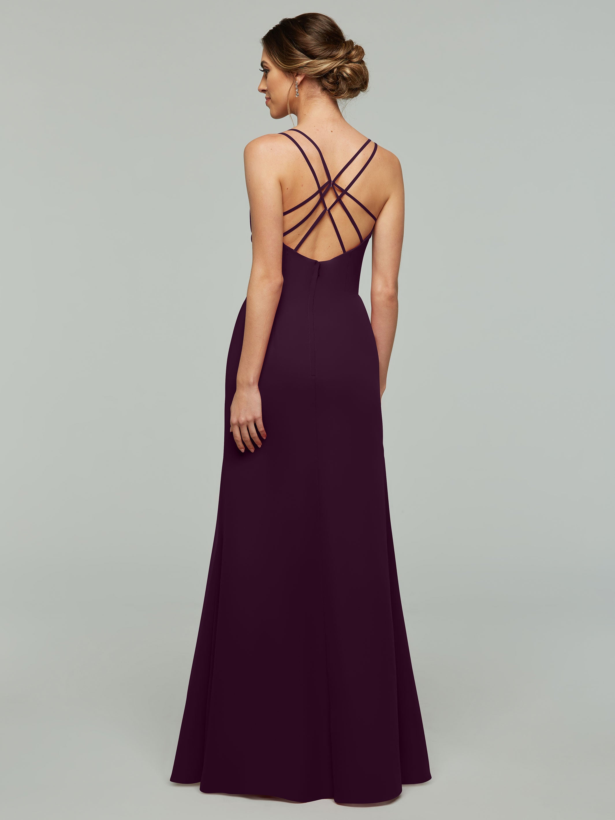 Elegant 80130 Chiffon Sheath Bridesmaid Dress with V-Neck & High Slit - Perfect for Weddings, Formal Events & Evening Parties