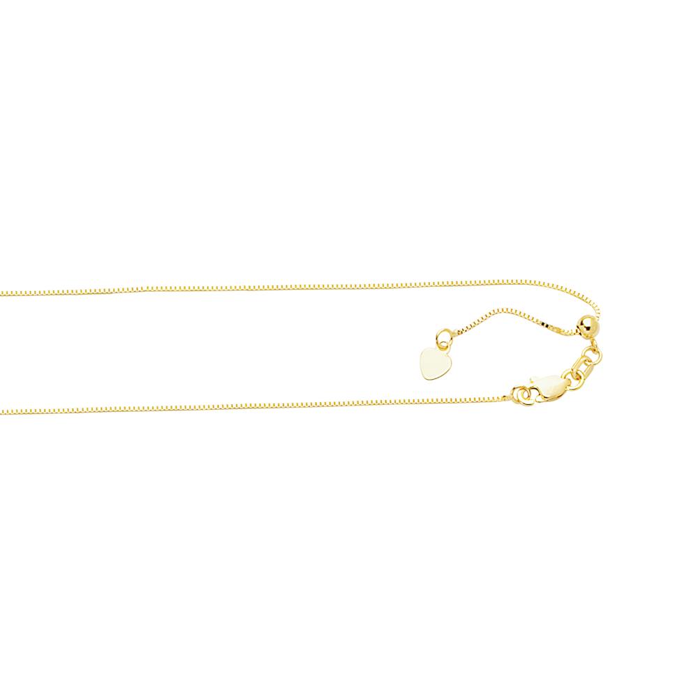10K Gold 0.68mm Adjustable Box Chain Necklace for Women - Dainty & Lightweight Jewelry for Everyday Wear, Layering, or Gifts