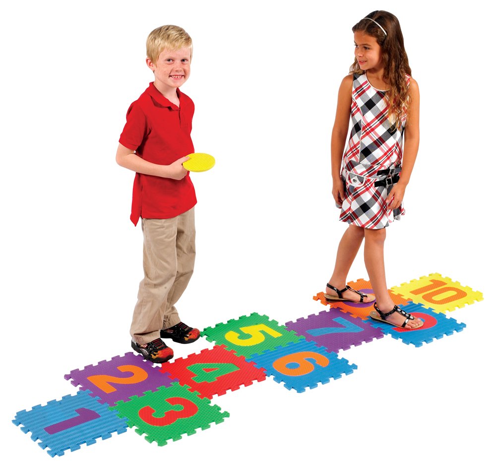 Small World Toys Hopscotch Puzzle Mat 1200101 - Non-Toxic Foam Floor Tiles for Kids Indoor/Outdoor Play - Perfect for Learning Numbers, Balance & Coordination in Playrooms, Backyards & Preschools