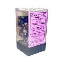 Chessex Polyhedral 7-Dice Set for D&D RPG Games - Speckled Golden Cobalt Dice - Perfect for Tabletop Gaming, Dungeons & Dragons, and Role-Playing Adventures
