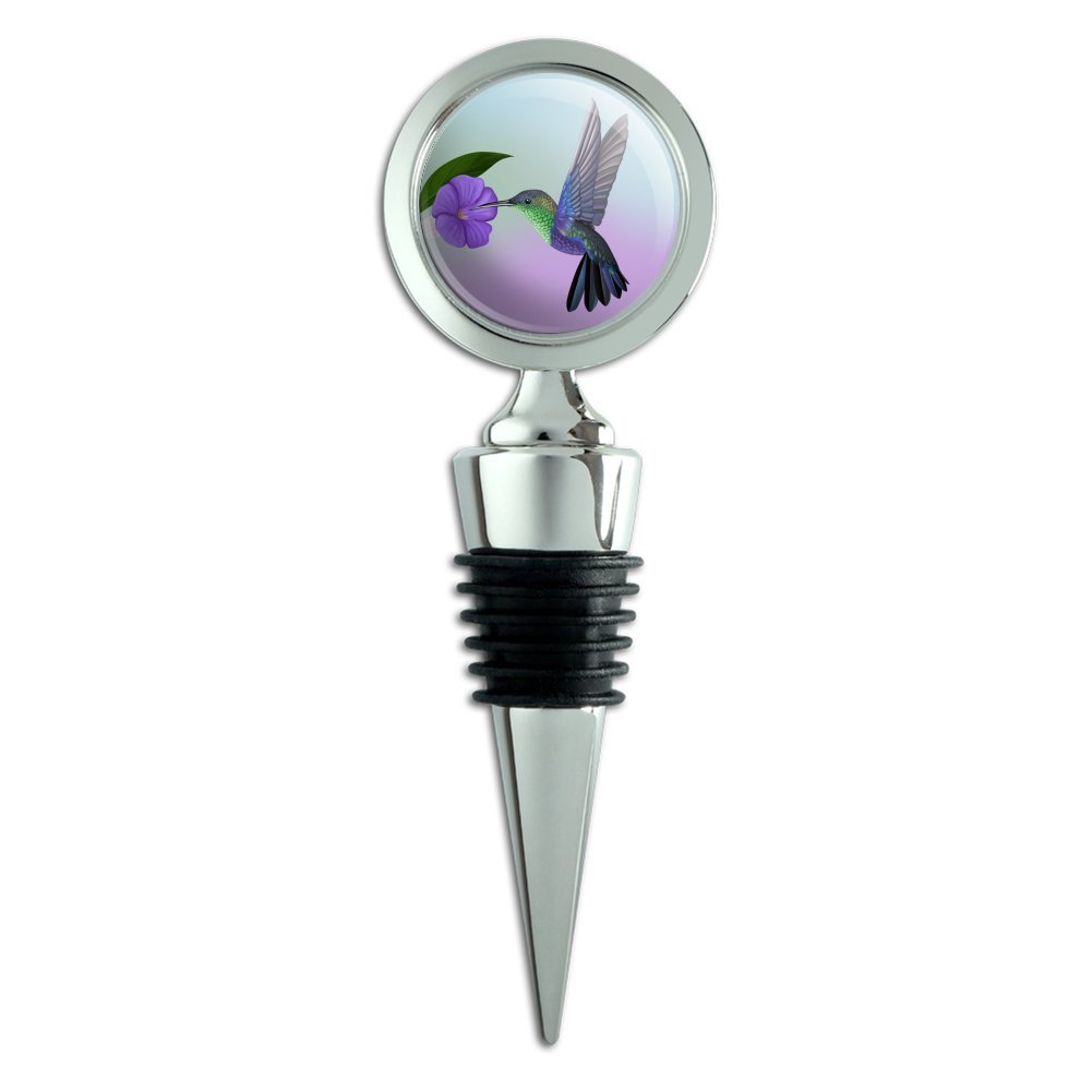 Hummingbird Crowned Woodnymph Purple Violet Wine Bottle Stopper - Elegant Glass Wine Cork for Red & White Wines - Perfect for Dinner Parties, Weddings & Home Bars