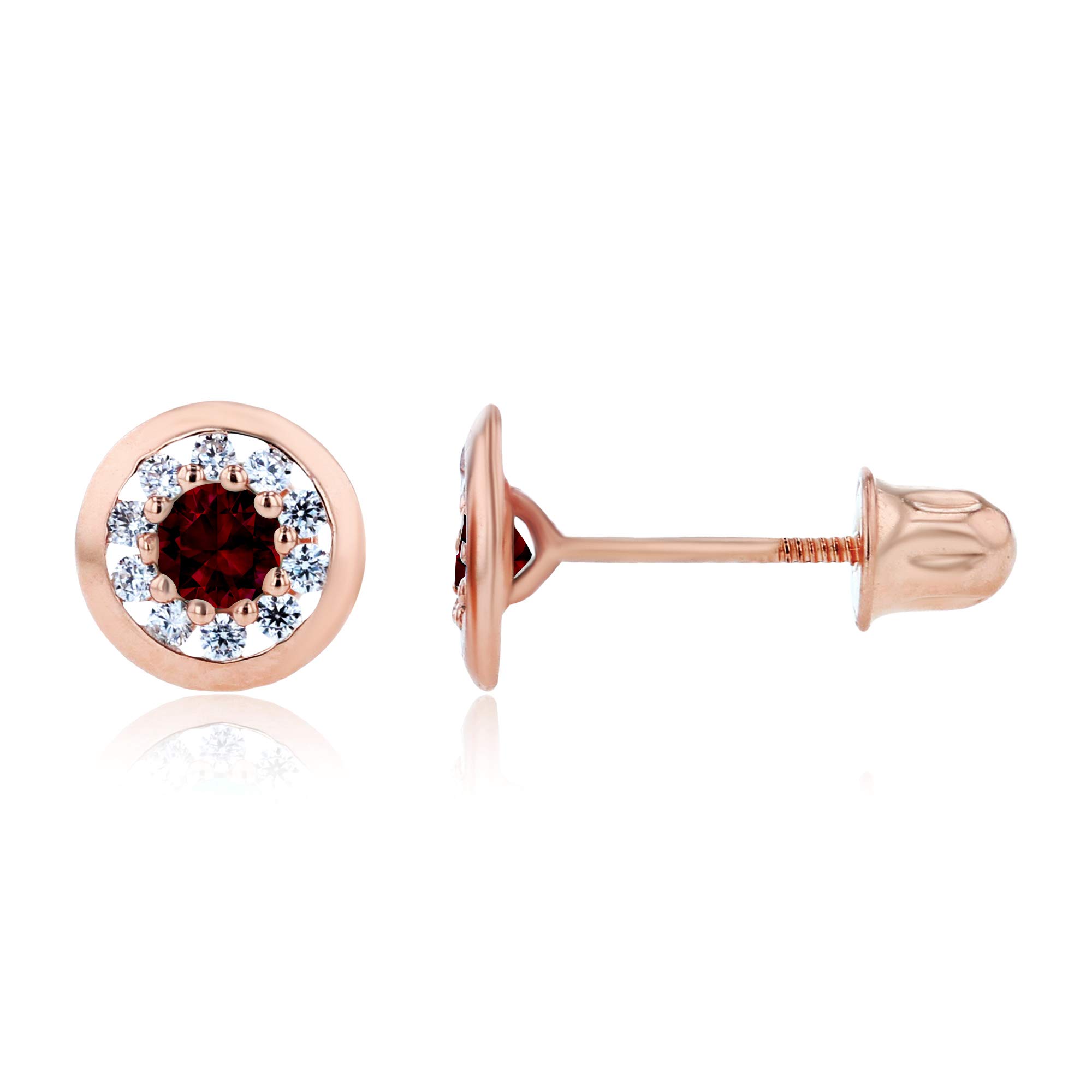 14K Solid Gold 6mm Circle Natural Birthstone Screwback Stud Earrings for Women | Personalized Birthstone Jewelry | Perfect for Birthdays, Anniversaries & Everyday Elegance