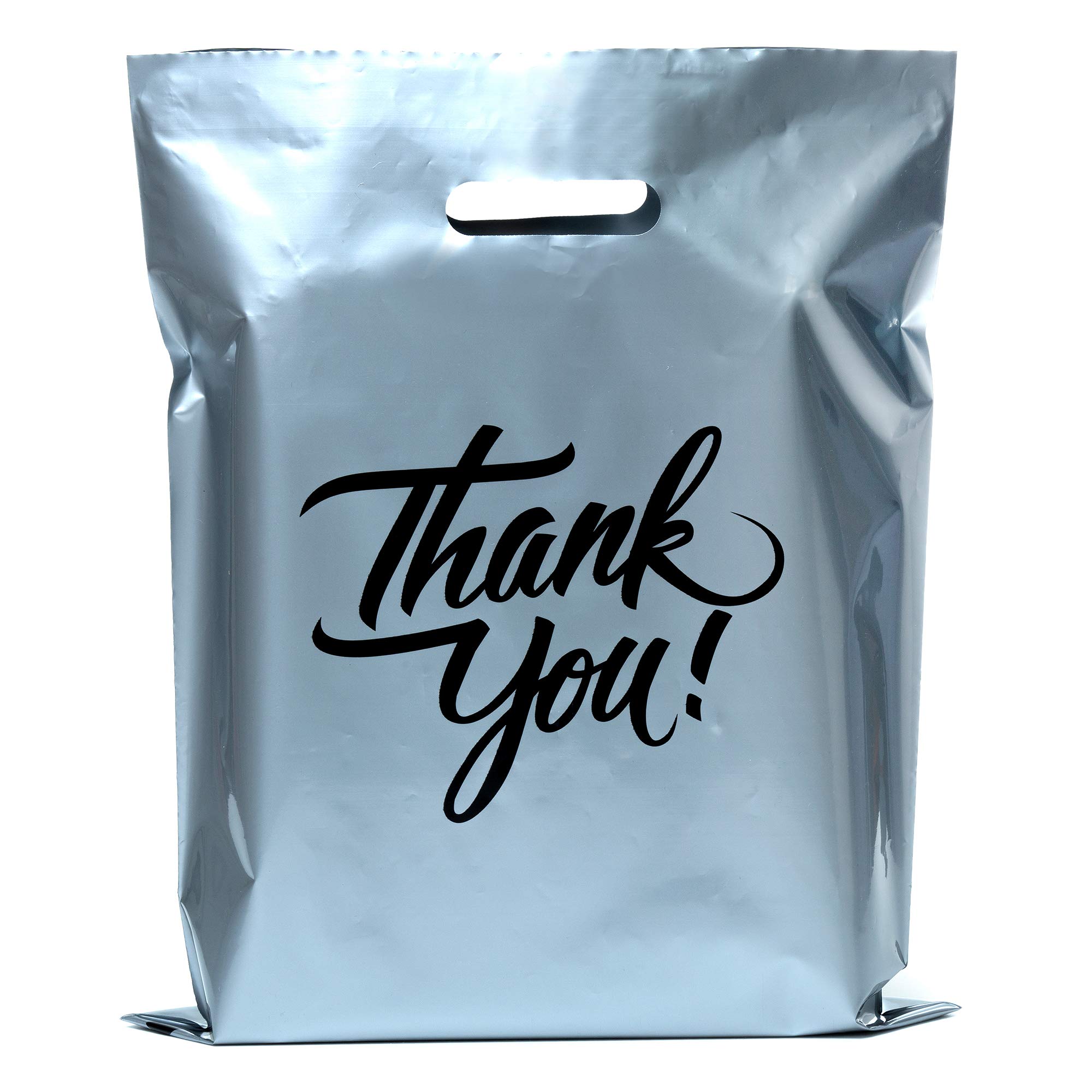 Eco-Friendly Thank You Merchandise Bags with Die-Cut Handles - Custom Colors & Sizes for Retail Boutiques | Perfect for Gift Packaging, Wedding Favors & Small Business Branding