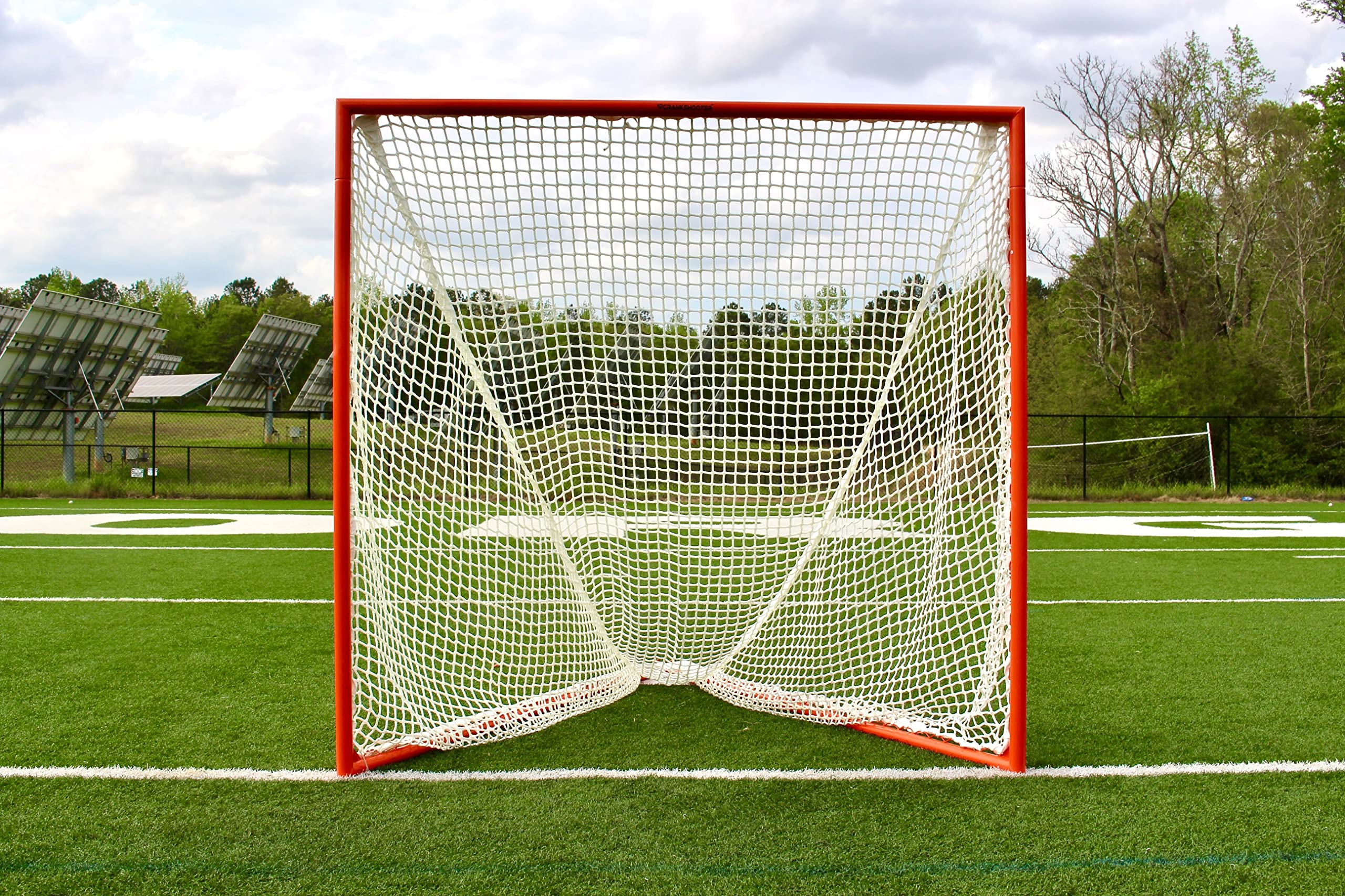 6x6x7 Feet High School Lacrosse Goal with 6mm White/Black Net - Durable Lacrosse Training Equipment for Backyard Practice & School Games
