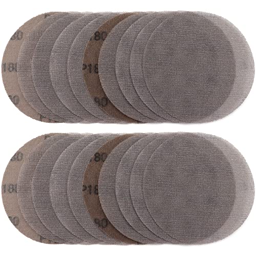 6 Inch Hook & Loop Mesh Sanding Discs 180 Grit - Dust Free Abrasive Sandpaper Pads for Wood, Furniture & Floor Sanding - Long Lasting Round Sanding Discs (20-Pack) - Perfect for DIY Projects & Professional Woodworking