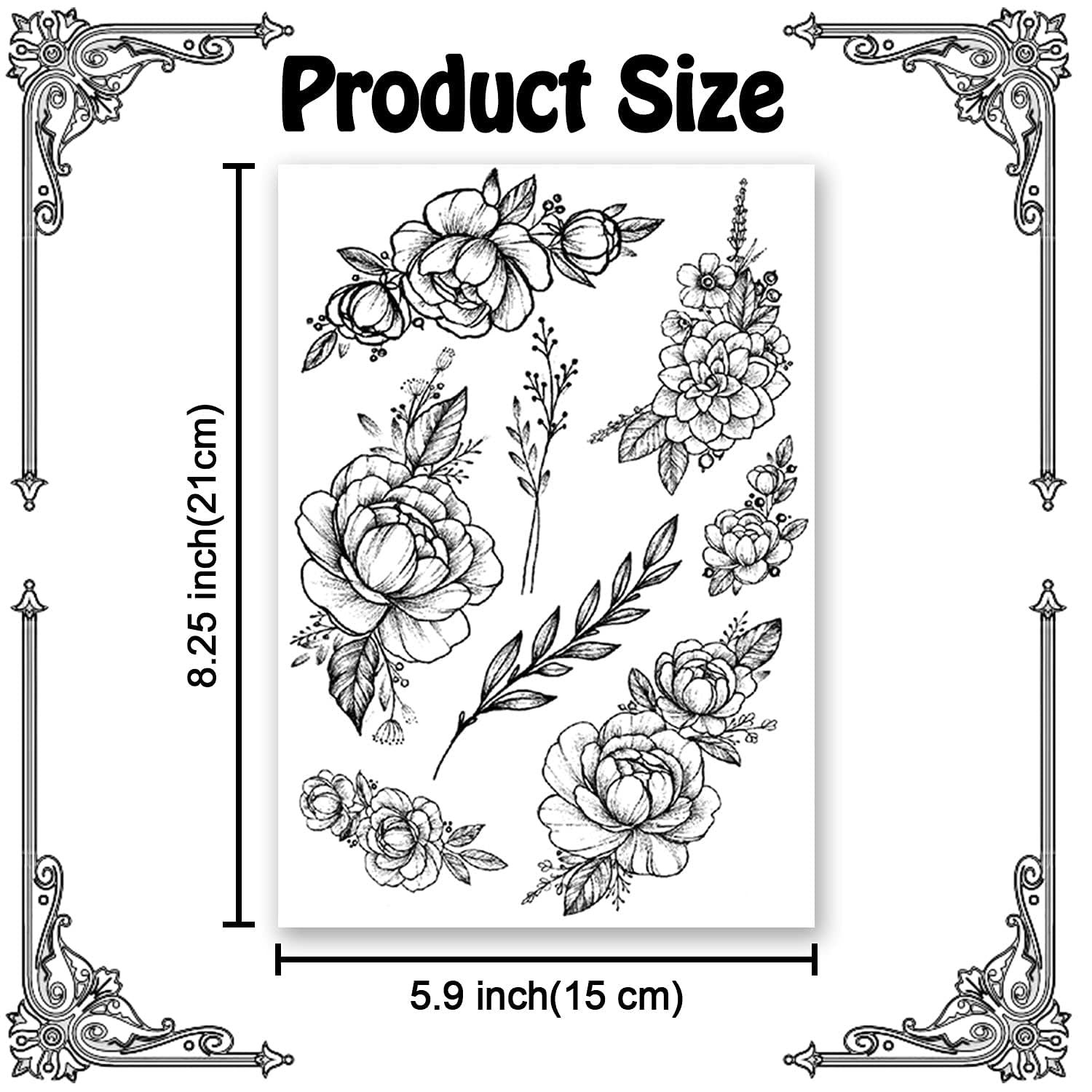 Premium Temporary Tattoos for Women - 32 Realistic Flower & Henna Designs | Waterproof Long-Lasting Fake Tattoo Stickers Kit (8 Sheets) | Perfect for Leg, Arm & Body Art | Festival, Beach & Summer Makeup Looks