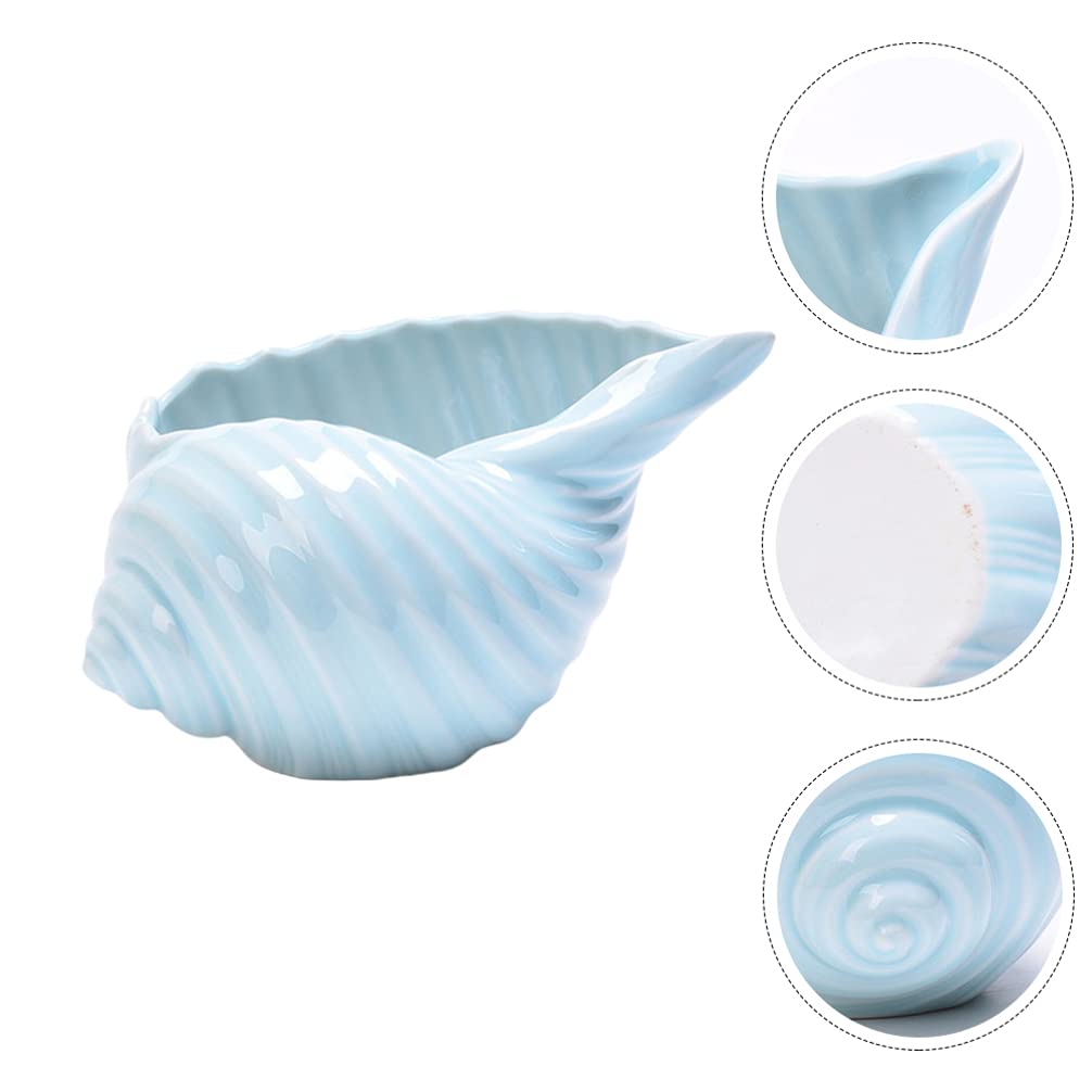 FOMIYES 1pc Ceramic Conch Shell Planter - Mini Bonsai Flower Pot for Indoor Plants, Succulents, Office Desk Decor, Lotus & Small Plants - Unique Shell Shape Decorative Planter for Home, Garden & Office Use