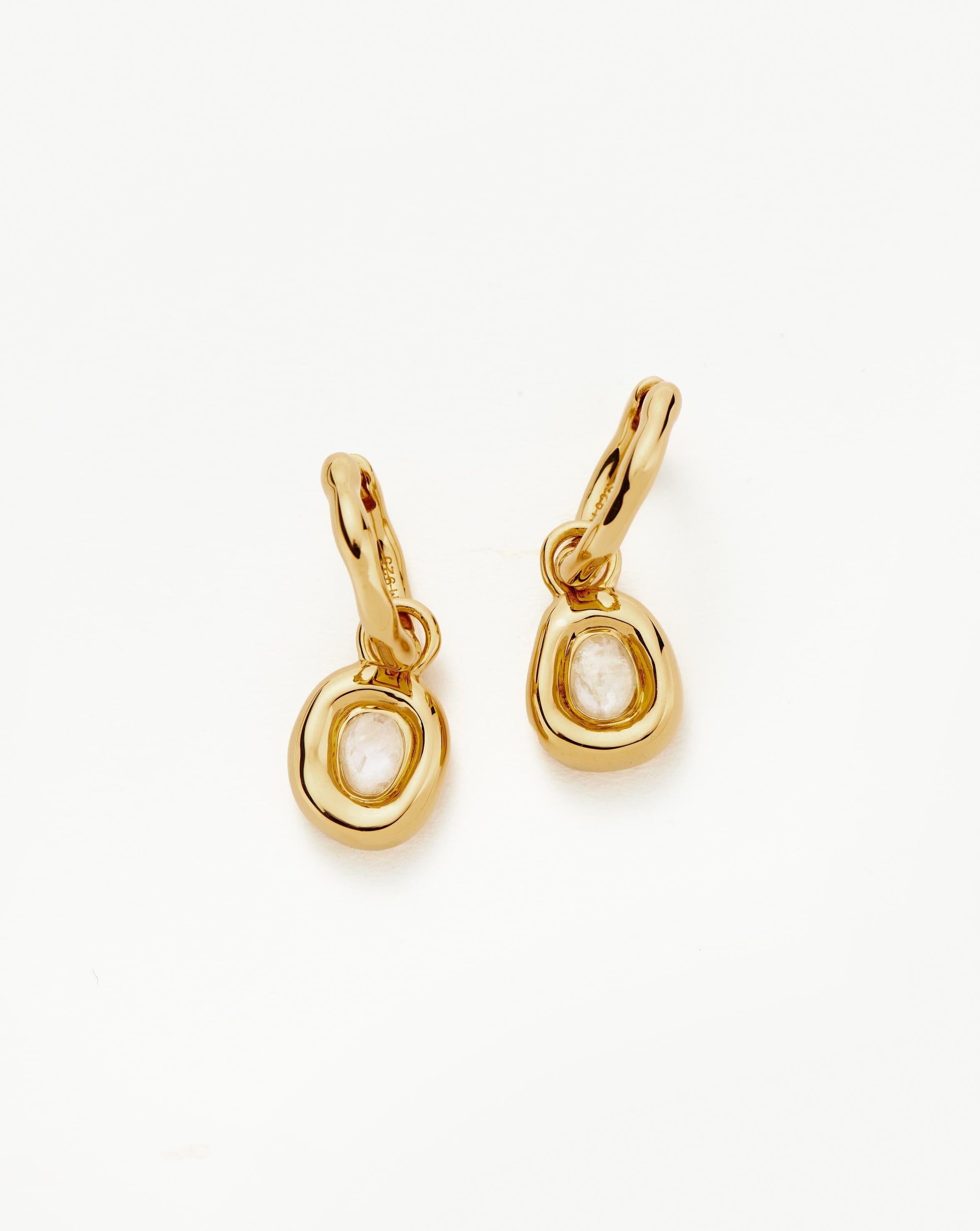 Molten Gemstone Doughnut Charm Mini Hoop Earrings | 18k Gold Vermeil & Rainbow Moonstone | Dainty Boho Jewelry for Everyday Wear, Gift for Her