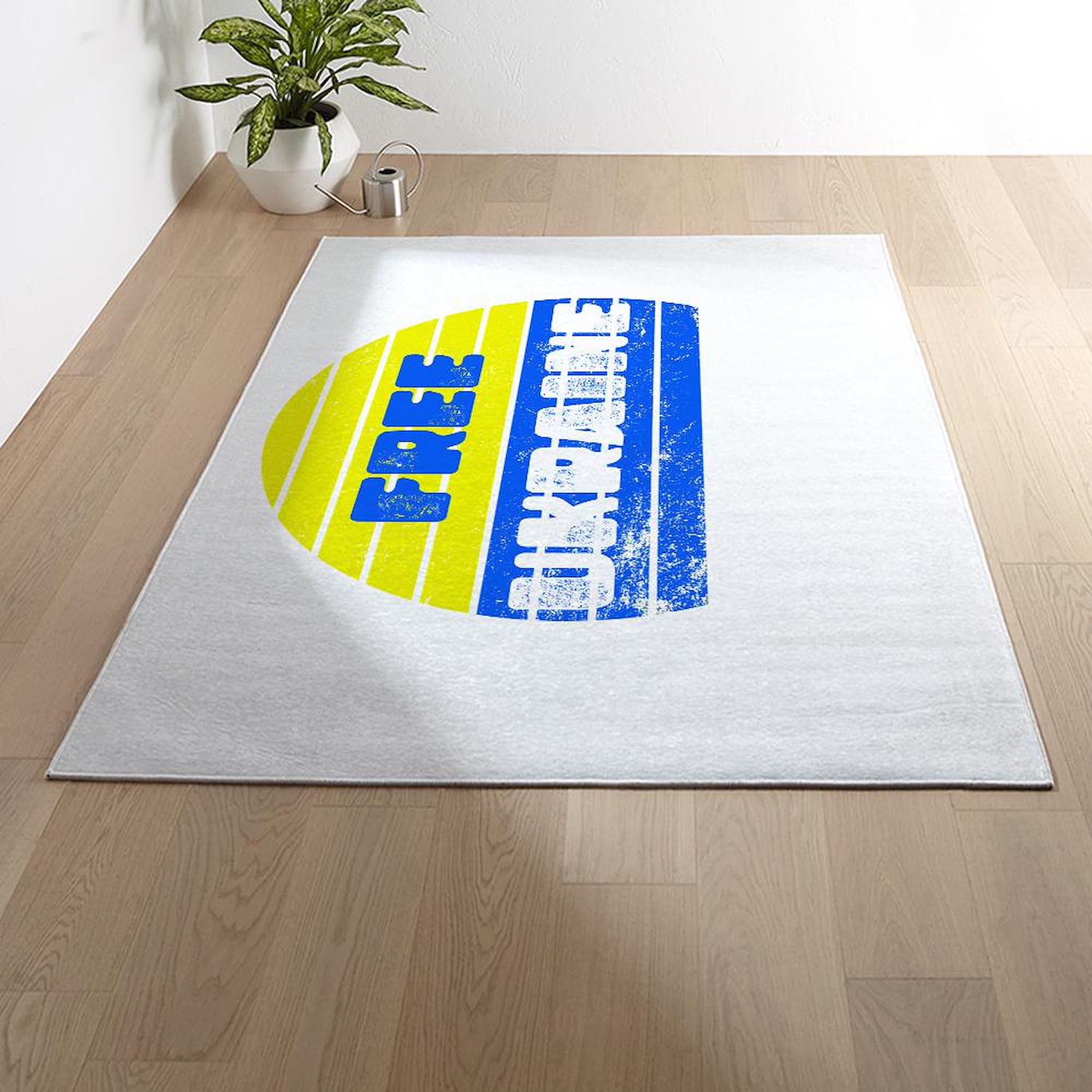 Free Ukraine Decorative Area Rug 7'x5' - Non-Slip Throw Rug for Living Room, Bedroom & Office - Show Your Support with This Ukrainian Flag Inspired Home Decor