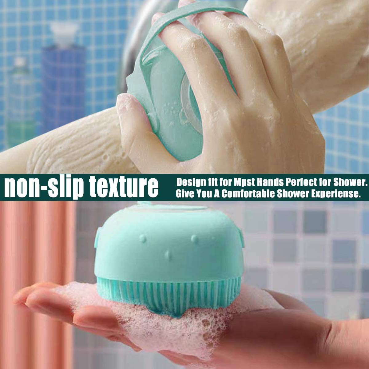 Premium Silicone Bath Brush & Body Scrubber - Soft Exfoliating Loofah for Deep Cleansing Face & Skin - Gentle Shower Scrubber with Ergonomic Handle for Men & Women - Pack of 2 - Ideal for Spa, Exfoliation & Daily Shower Routine