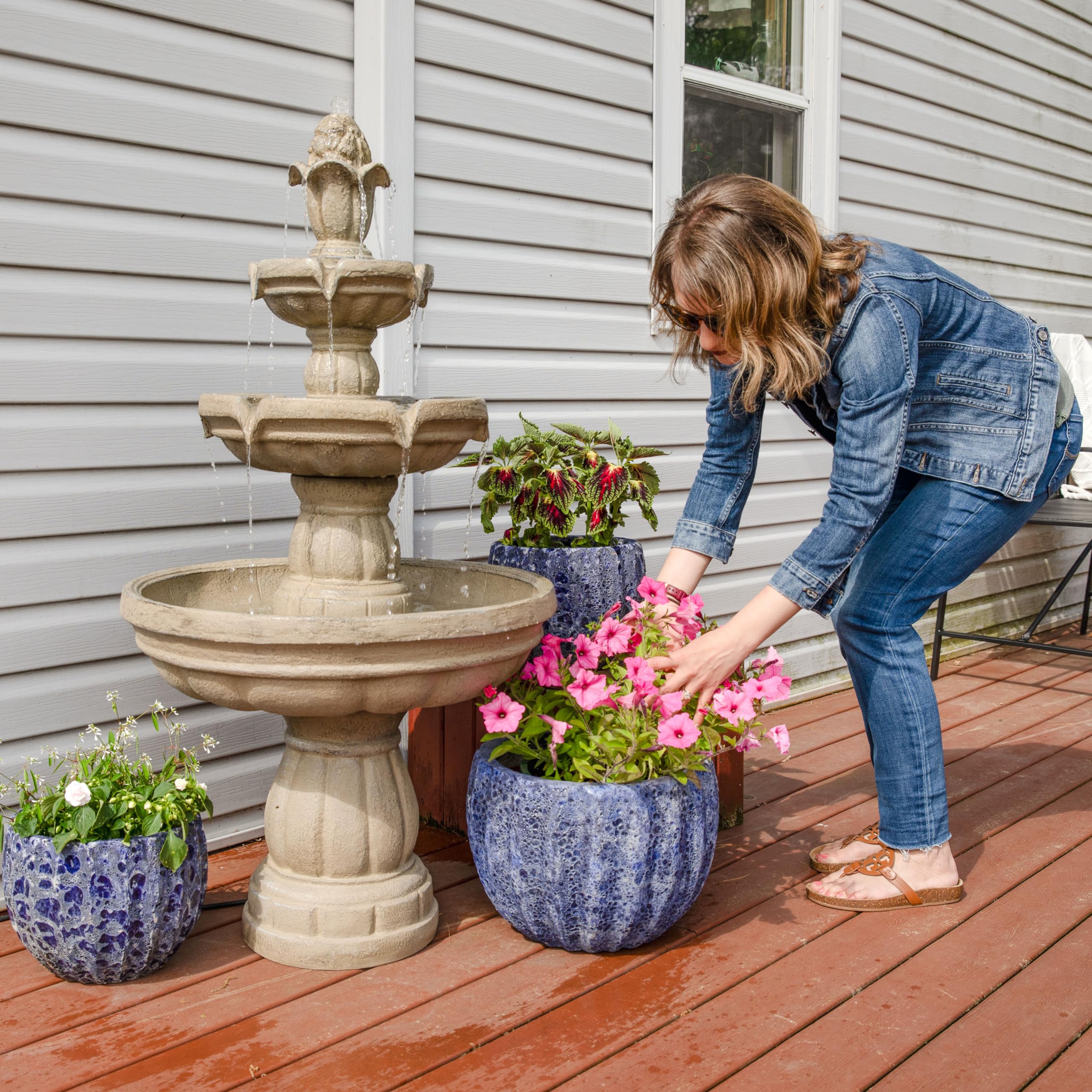 48-Inch 3-Tier Electric Outdoor Water Fountain by Sunnydaze - Relaxing Garden Water Feature for Patio, Yard, Deck or Backyard - Perfect for Meditation, Stress Relief & Home Decor