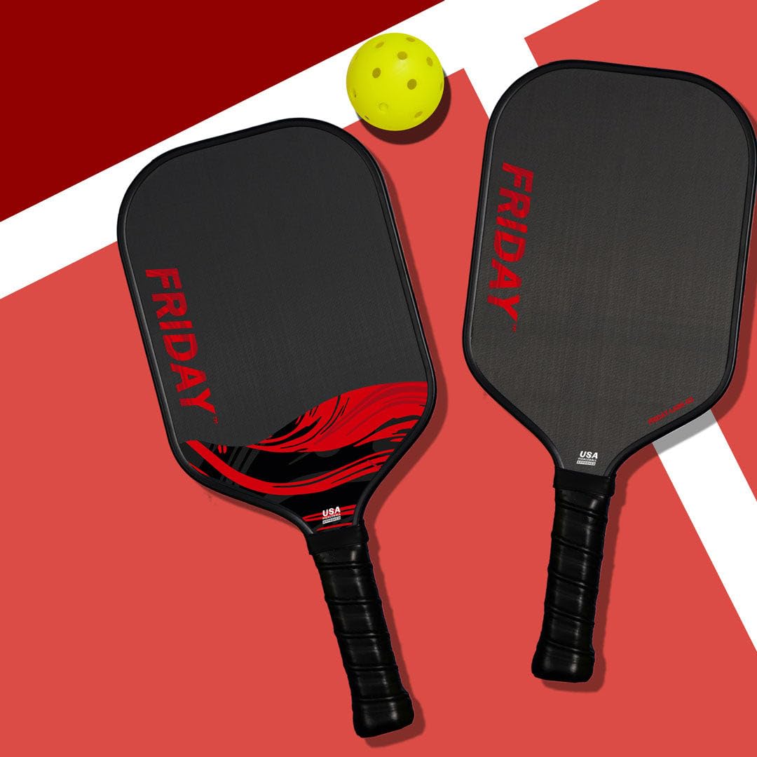 Challenger Friday Paddle - USAP Approved T700 Raw Carbon Fiber Pickleball Paddle with Foam Injected Walls & Honeycomb Core | Tennis Style Grip & Gritty Surface for Enhanced Spin | Perfect for Competitive Play & Recreational Pickleball Games