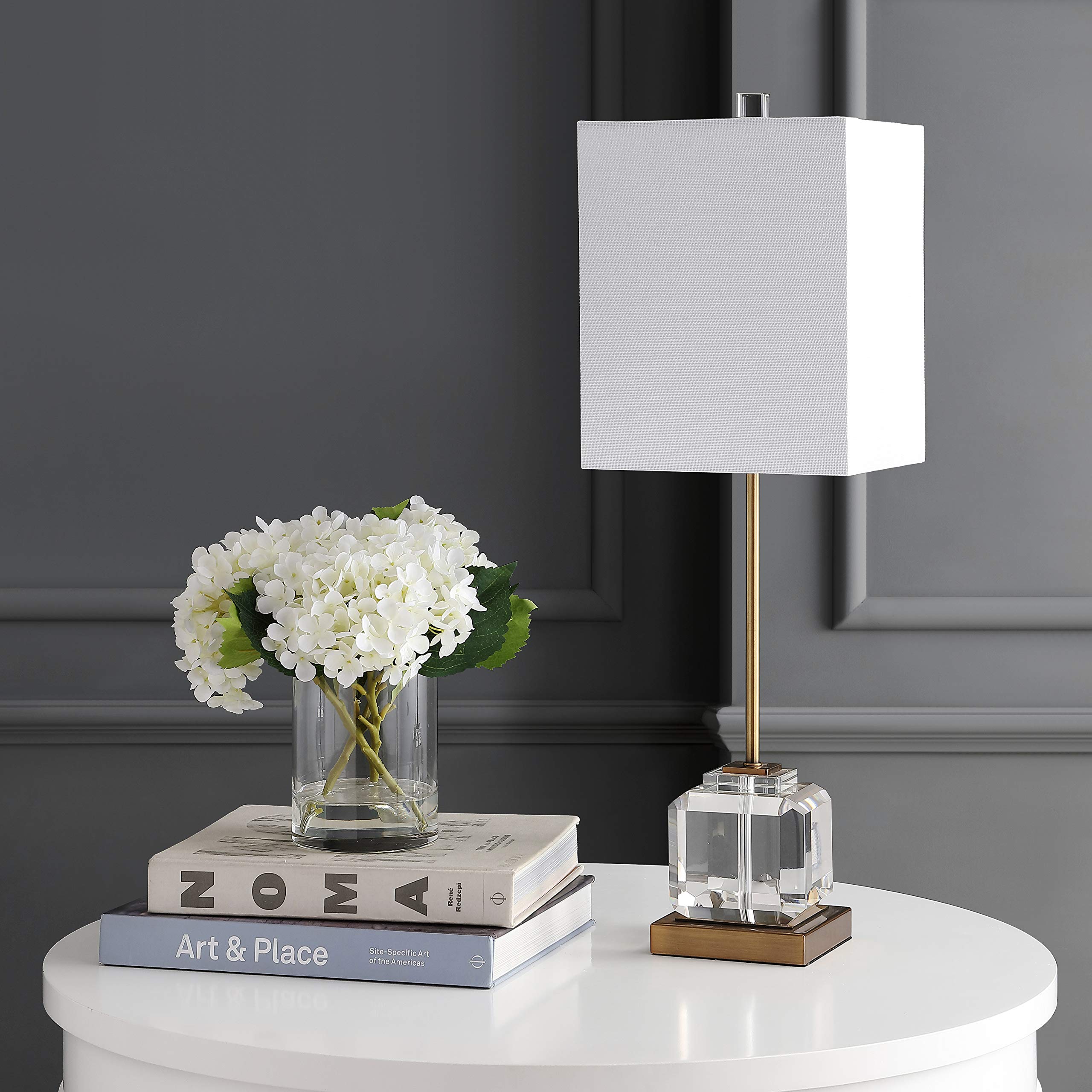 SAFAVIEH Zayne 28-inch Crystal & Brass Gold Table Lamp Set of 2 with LED Bulbs - Elegant Lighting for Bedroom, Living Room, Home Office, Nightstand (Perfect for Reading, Decor & Ambient Lighting)