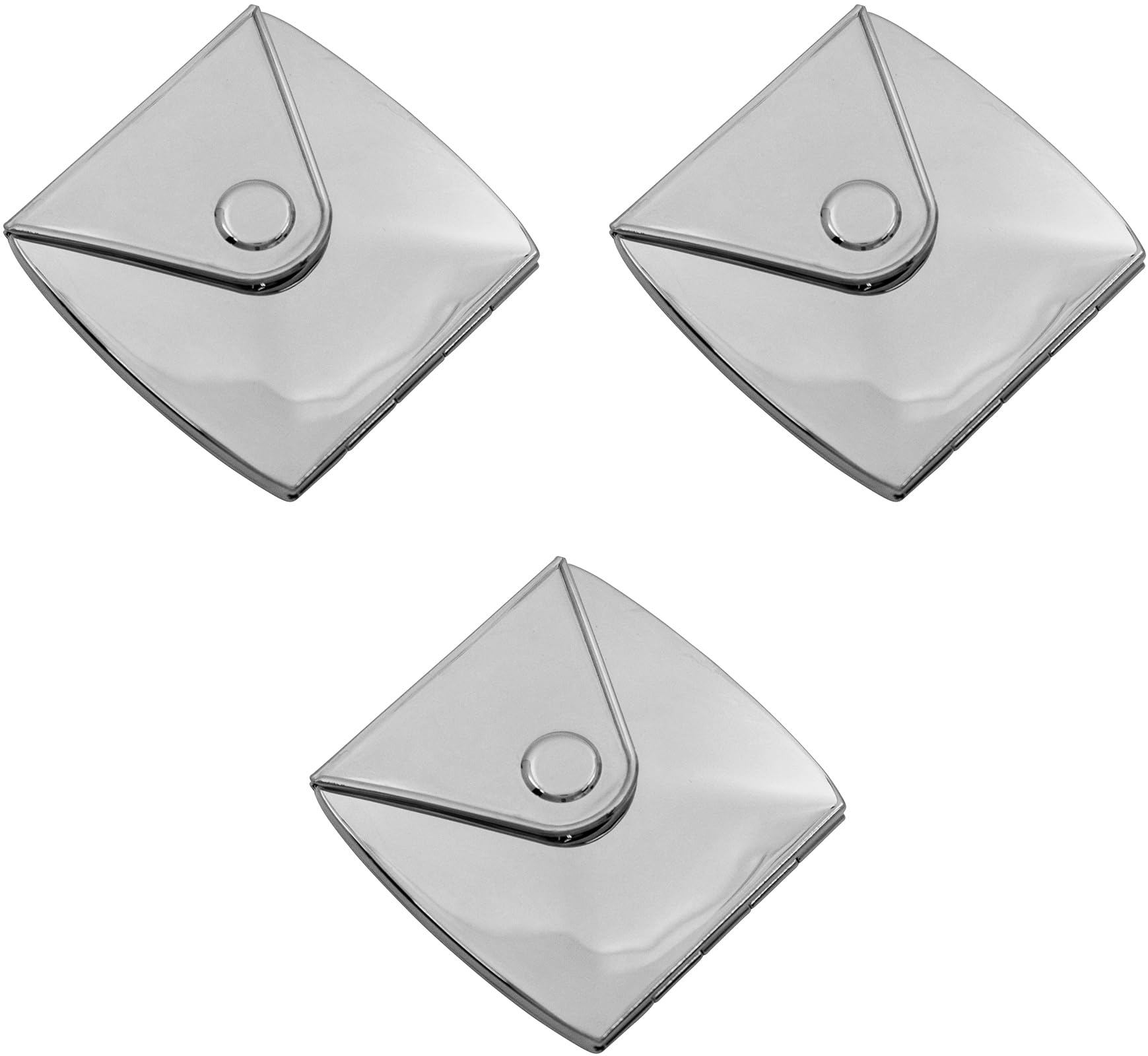 Stephanie Imports Set of 3 Double-Sided Clutch Magnifying Compact Mirrors - Silver | Travel & Makeup Essential | Perfect for Handbags, Travel Kits & Vanity Organizers