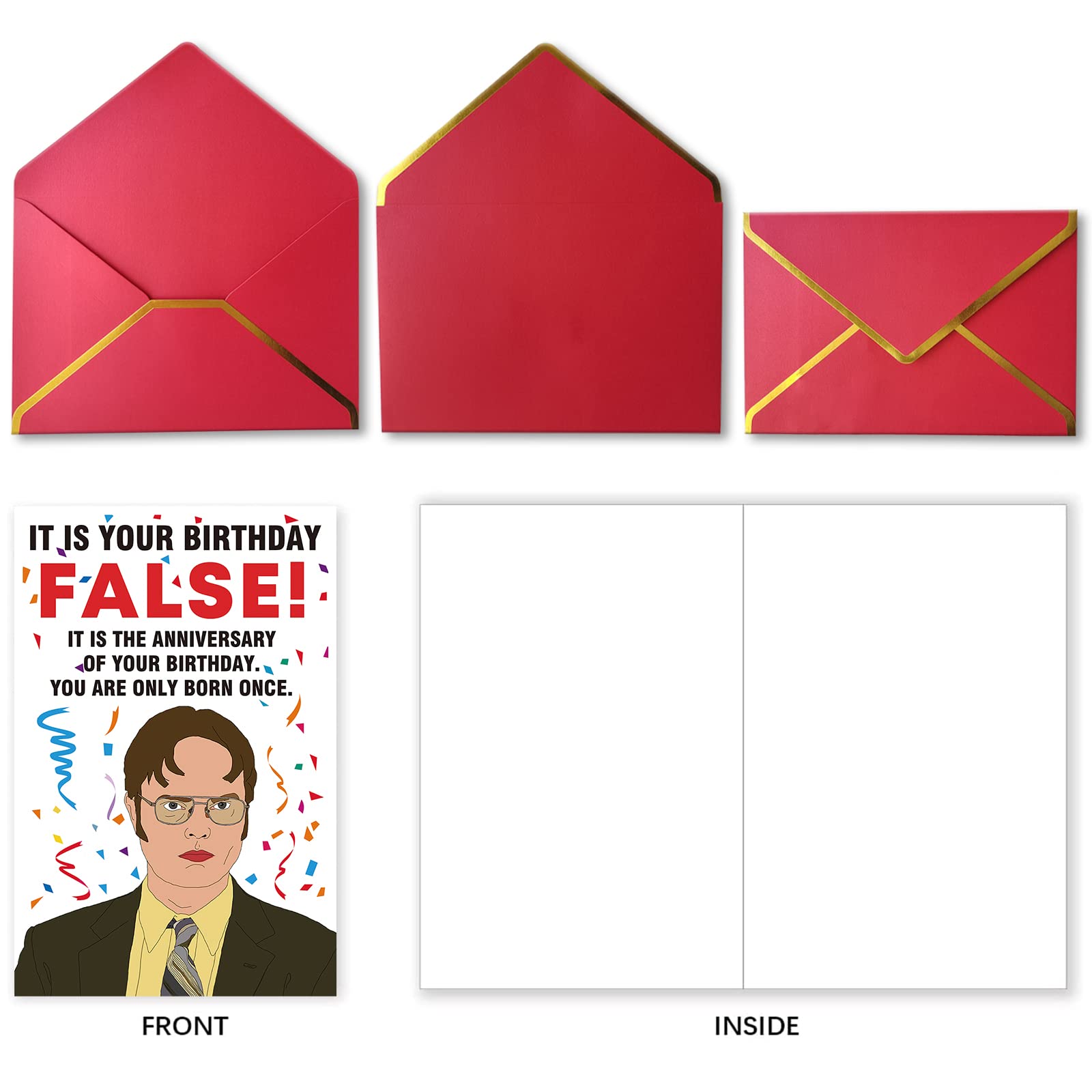 Funny Dwight Schrute Birthday Card for Men & Women - Office Themed Humorous False Birthday Card - Perfect Gift for Friends, Coworkers - Great for Office Parties, Prank Gifts & Birthday Decorations