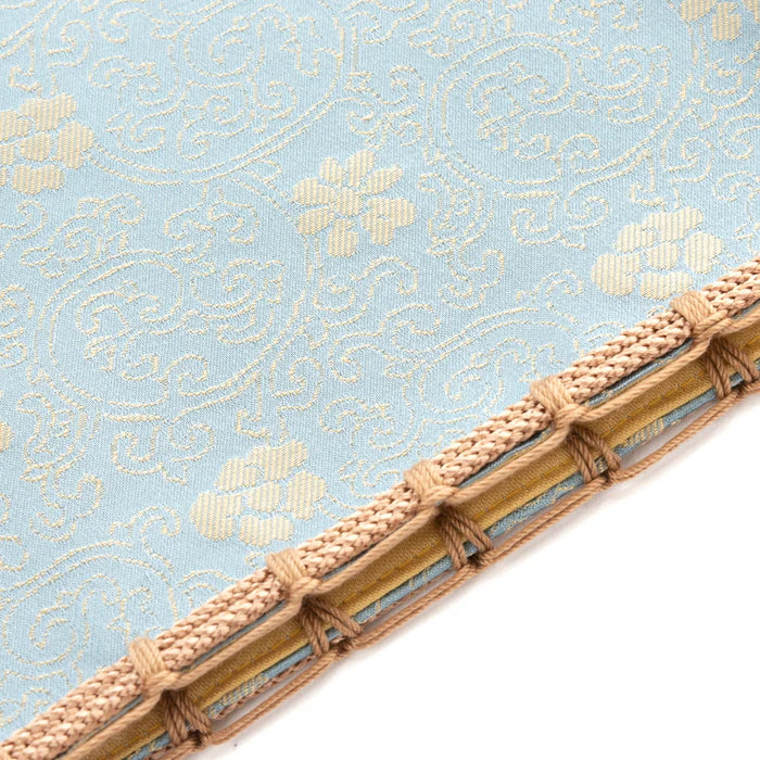 Nishijin Ori Small Drawstring Bag - Chrysanthemum & Peony Floral Design in Blue | Handmade Kyoto Japanese Traditional Craft Purse | Perfect for Gift, Cosmetics & Jewelry Storage