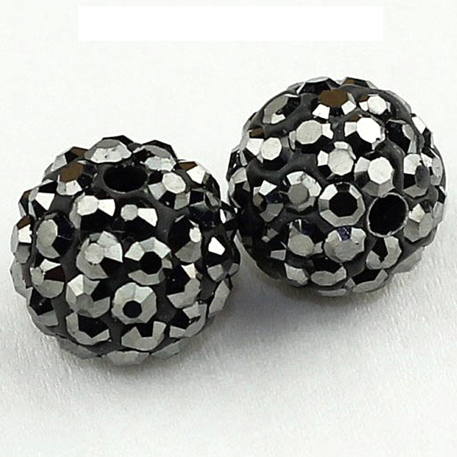 RUBYCA 12mm Pave Czech Crystal Disco Ball Clay Beads for Shamballa Bracelet Making (100pcs, Hematite Grey) - DIY Jewelry Crafting, Boho Accessories, Gift Making Supplies
