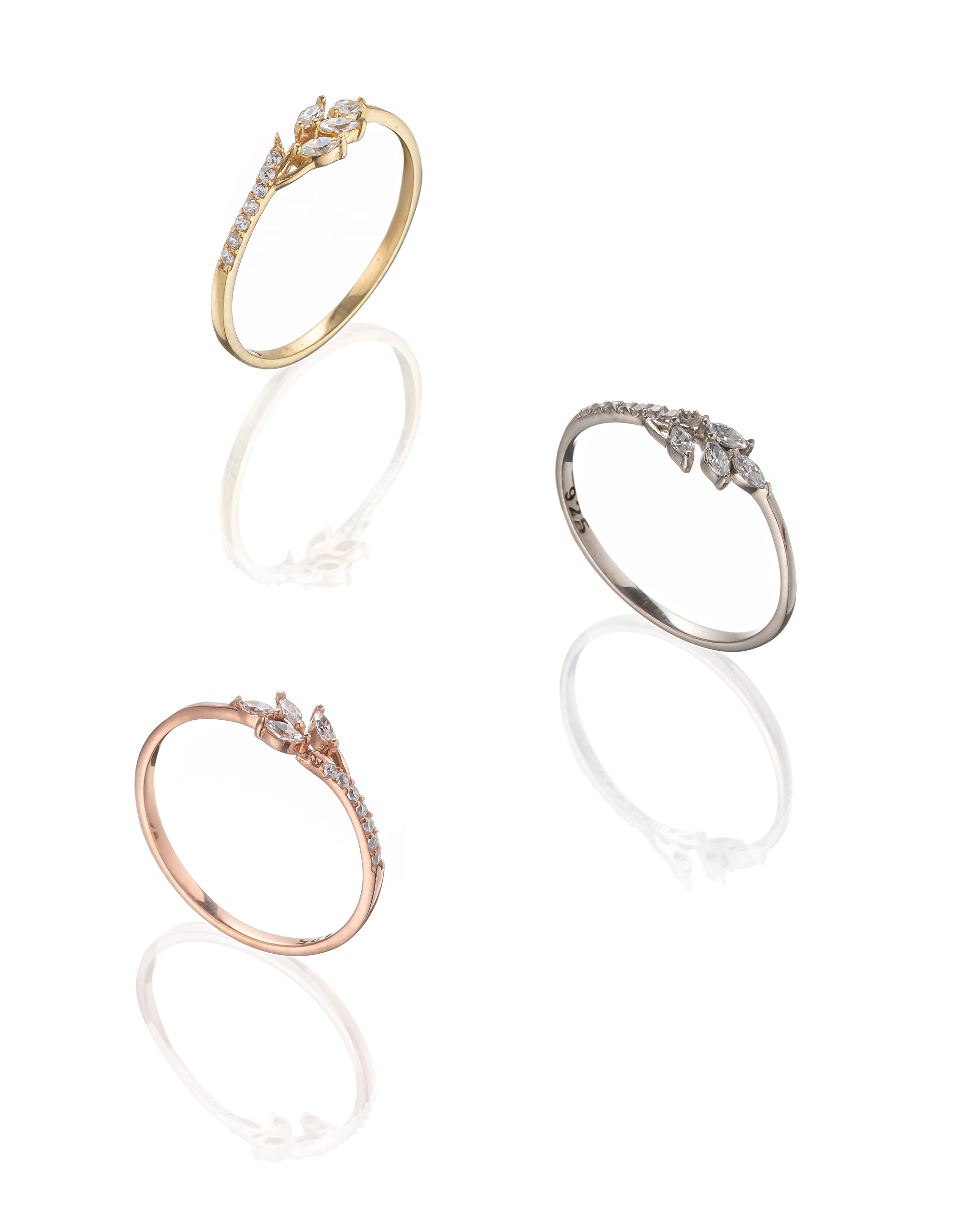 Diamond Leaf Rings for Women - 14K Gold & Sterling Silver Leaf Rings with Real Diamonds - Elegant Nature-Inspired Jewelry for Everyday Wear, Weddings & Special Occasions