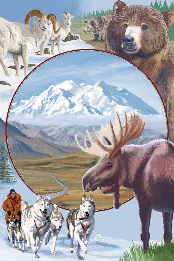 Wildlife Montage Scenes - 16x24 Gallery Quality Metal Wall Art, Premium Aluminum Decor for Home & Office - Perfect for Living Room, Bedroom, or Office Wall Decor