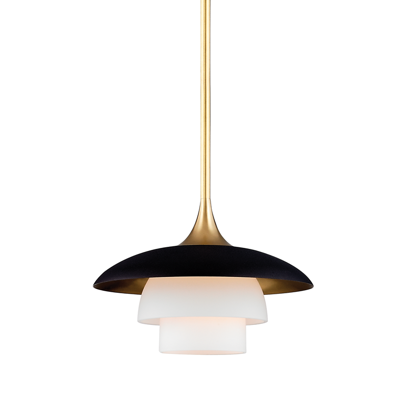 Barron 1Lt Aged Brass Pendant Light Fixture - Vintage Industrial Style for Dining Room, Kitchen Island or Entryway Lighting