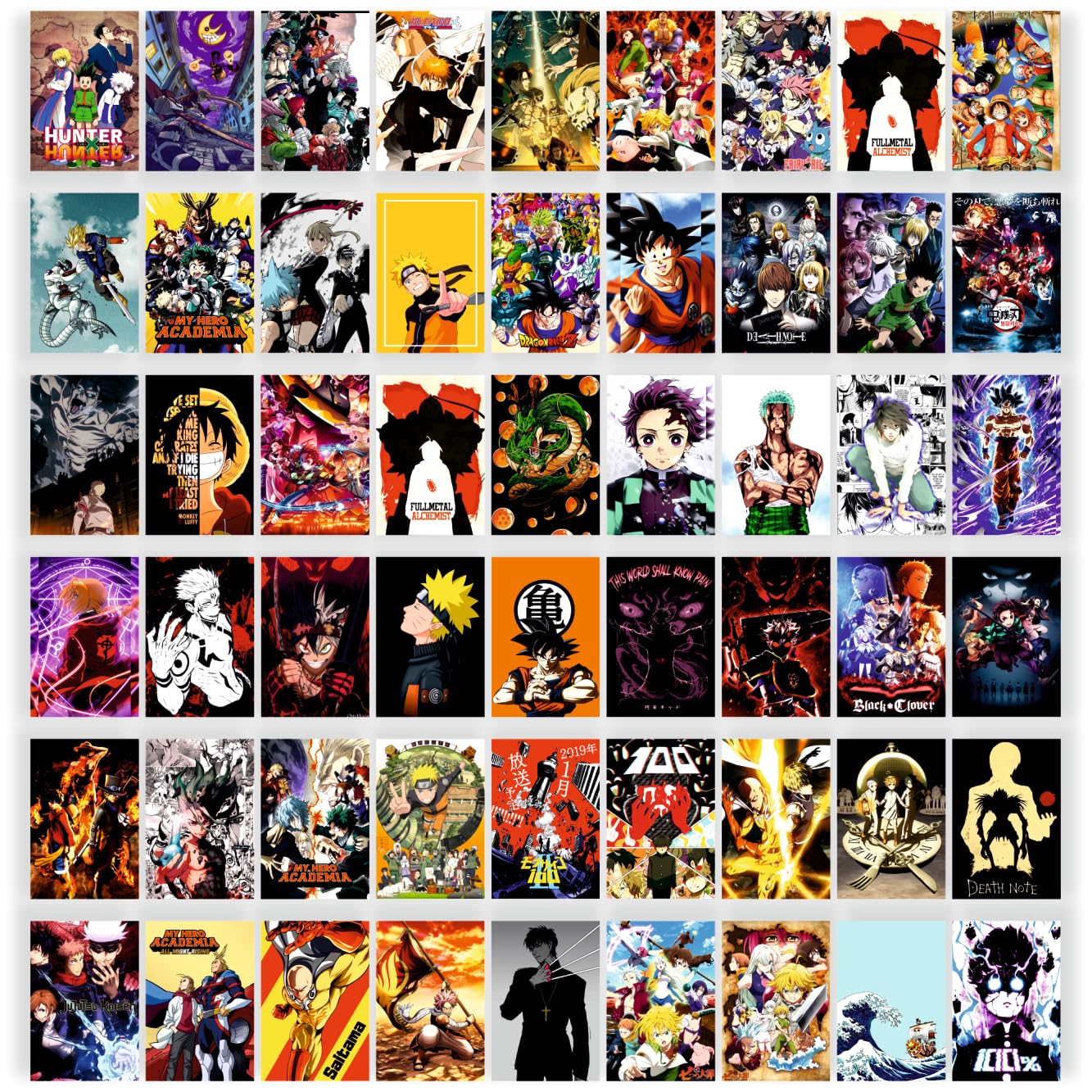 SAW Anime Posters - Pack of 54 (4x6 Inches) | Aesthetic Artwork Wall Decor for Living Room, Bedroom, Home & Office | Perfect for Anime Fans, Gift Giving & Room Decoration