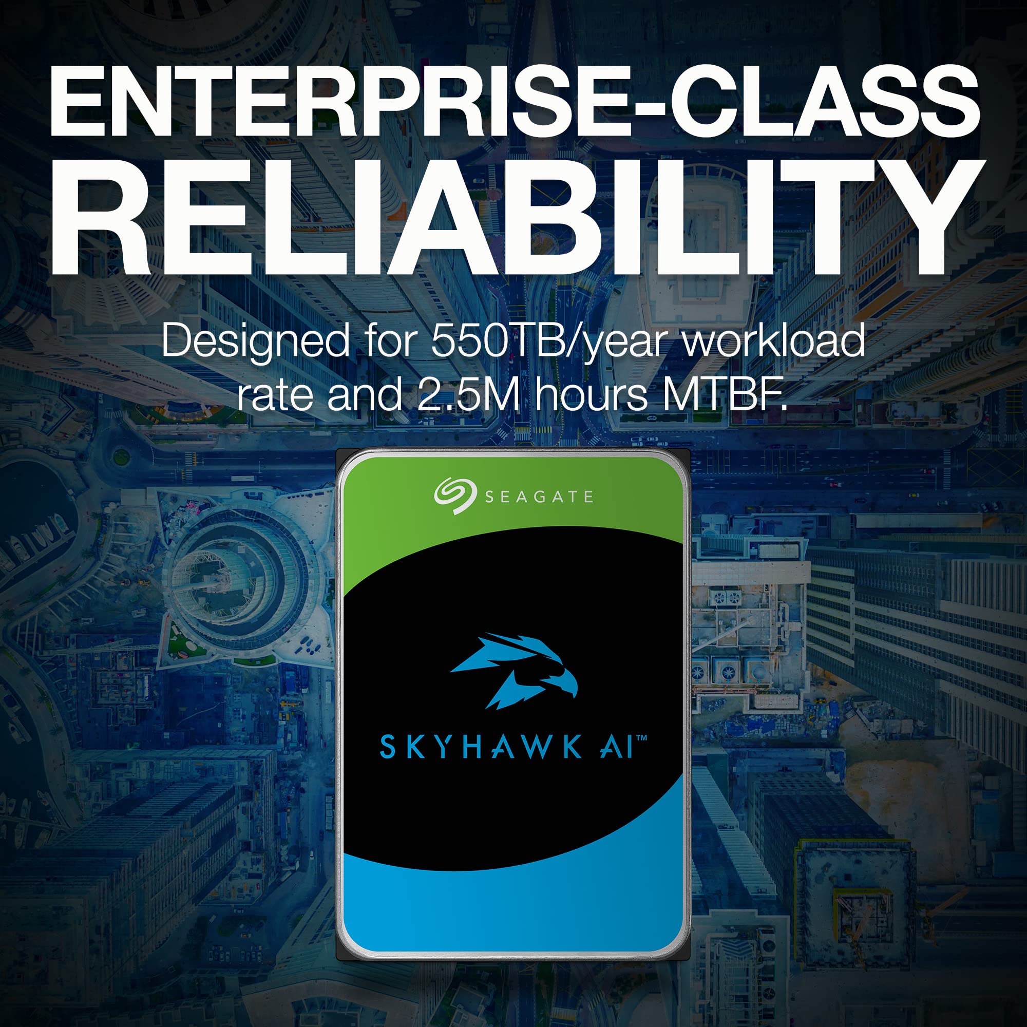 Seagate Skyhawk AI 10TB Surveillance Internal Hard Drive HDD – 3.5 Inch SATA 6Gb/s 256MB Cache for DVR, NVR, Security Camera Systems – Ideal for 24/7 Video Recording & Data Storage (ST10000VEZ01/001)