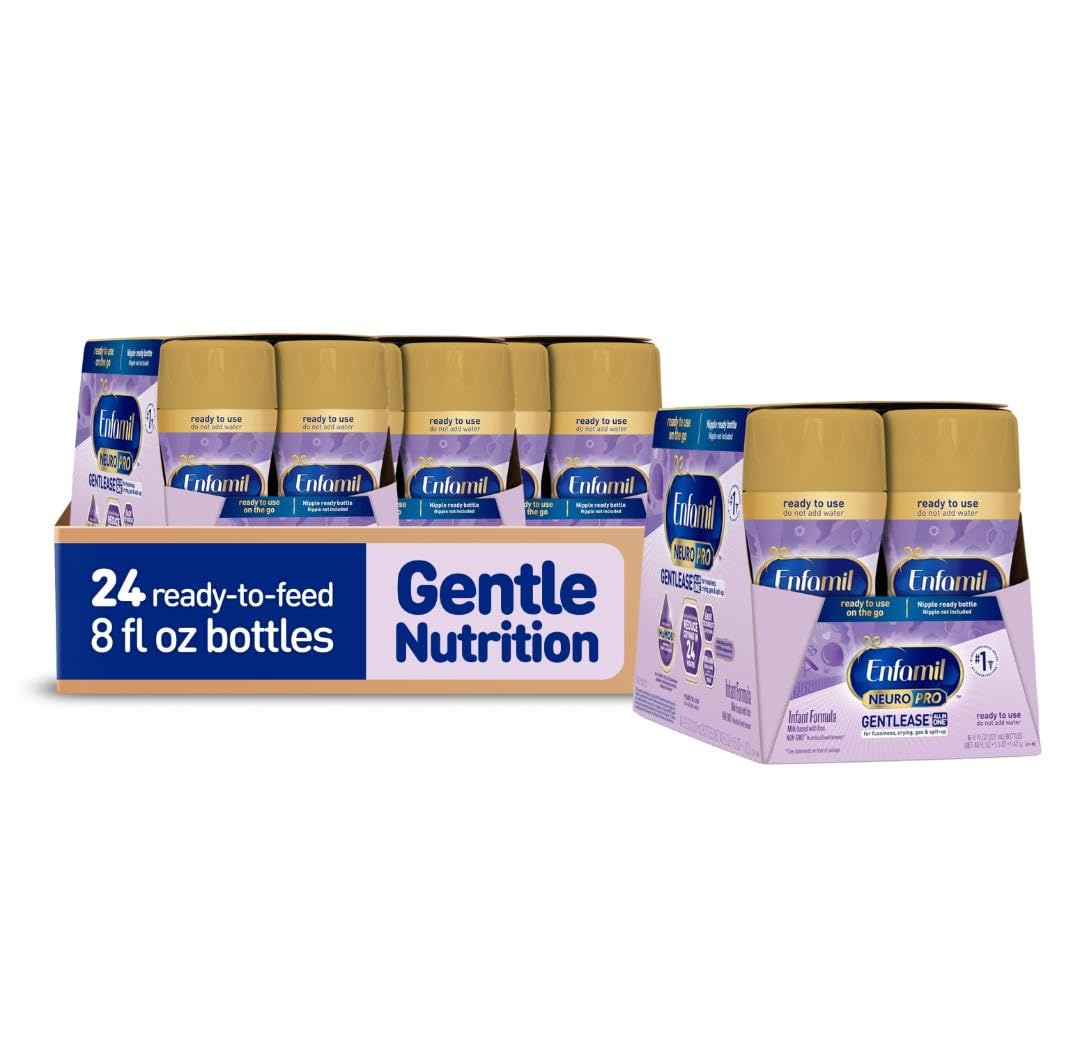 Enfamil NeuroPro Gentlease Baby Formula - Infant Nutrition with DHA & HuMO6 Immune Blend - Reduces Fussiness, Crying, Gas & Spit-up in 24 Hours - 8 Fl Oz (24 Bottles) - Perfect for Newborns & Sensitive Stomachs - Ideal for Daycare, Travel & Nighttime Feeding
