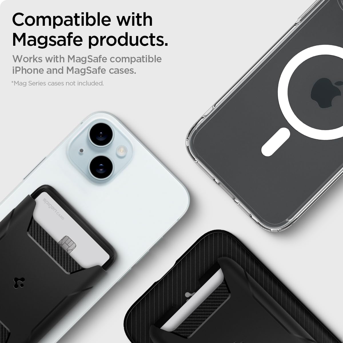 Spigen Rugged Armor 2 Magnetic Wallet Case for iPhone 15/14/13/12 - 3 Card Holder with MagSafe Compatibility | Matte Black | Slim Protective Cover for Everyday Use & Travel