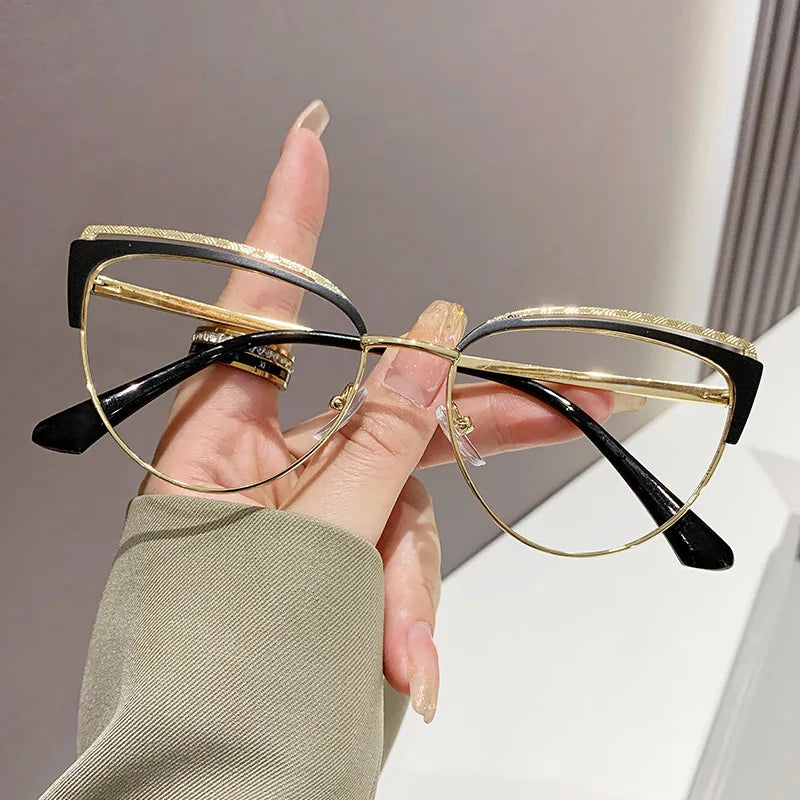 CCspace Women's Full Rim Square Cat Eye Titanium Eyeglasses Frame - Lightweight TR90 Acetate Glasses for Women - Perfect for Work, Reading & Fashion Accessories