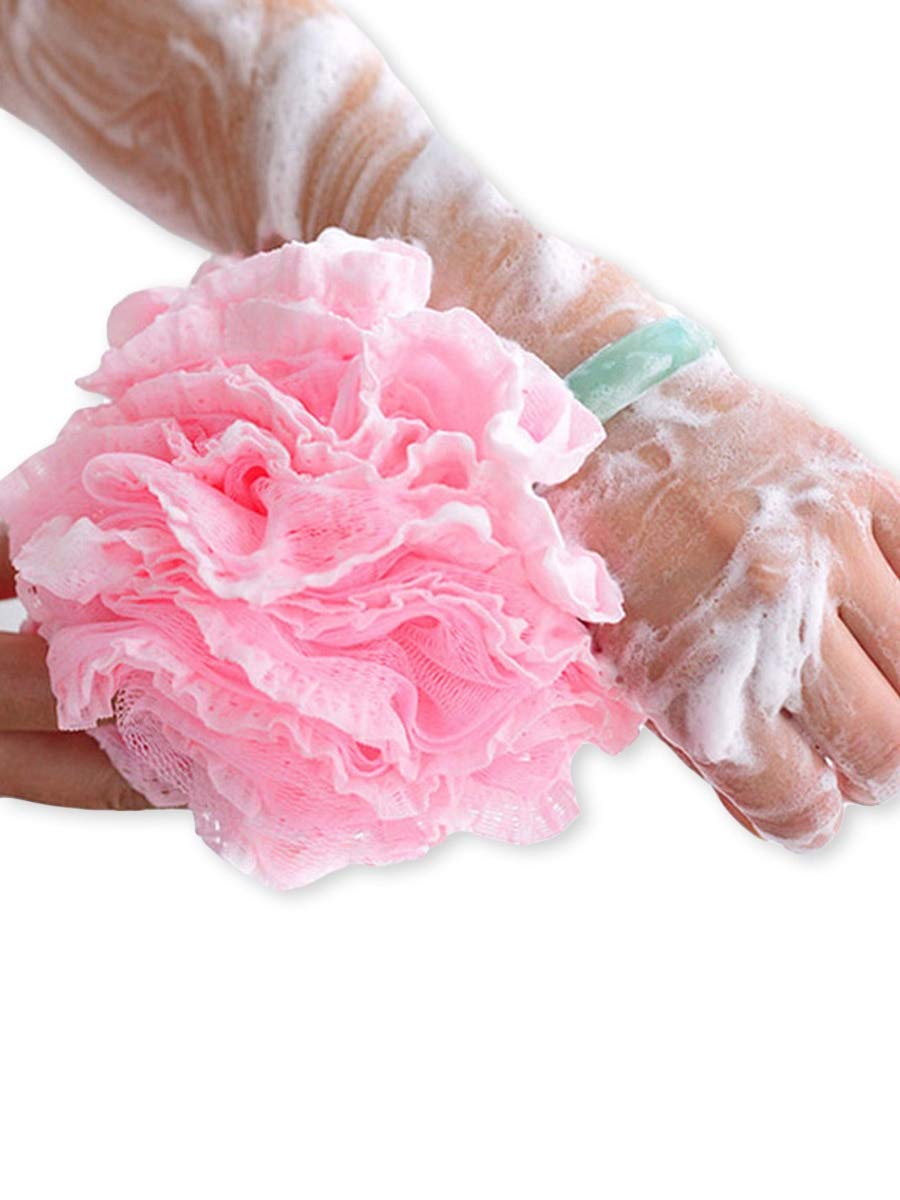 Exfoliating Bath Scrubber Mesh Net Pouf for Men & Women - Soft Shower Ball with Deep Cleansing - Perfect for Exfoliation & Relaxation in Bath or Shower - Random Color