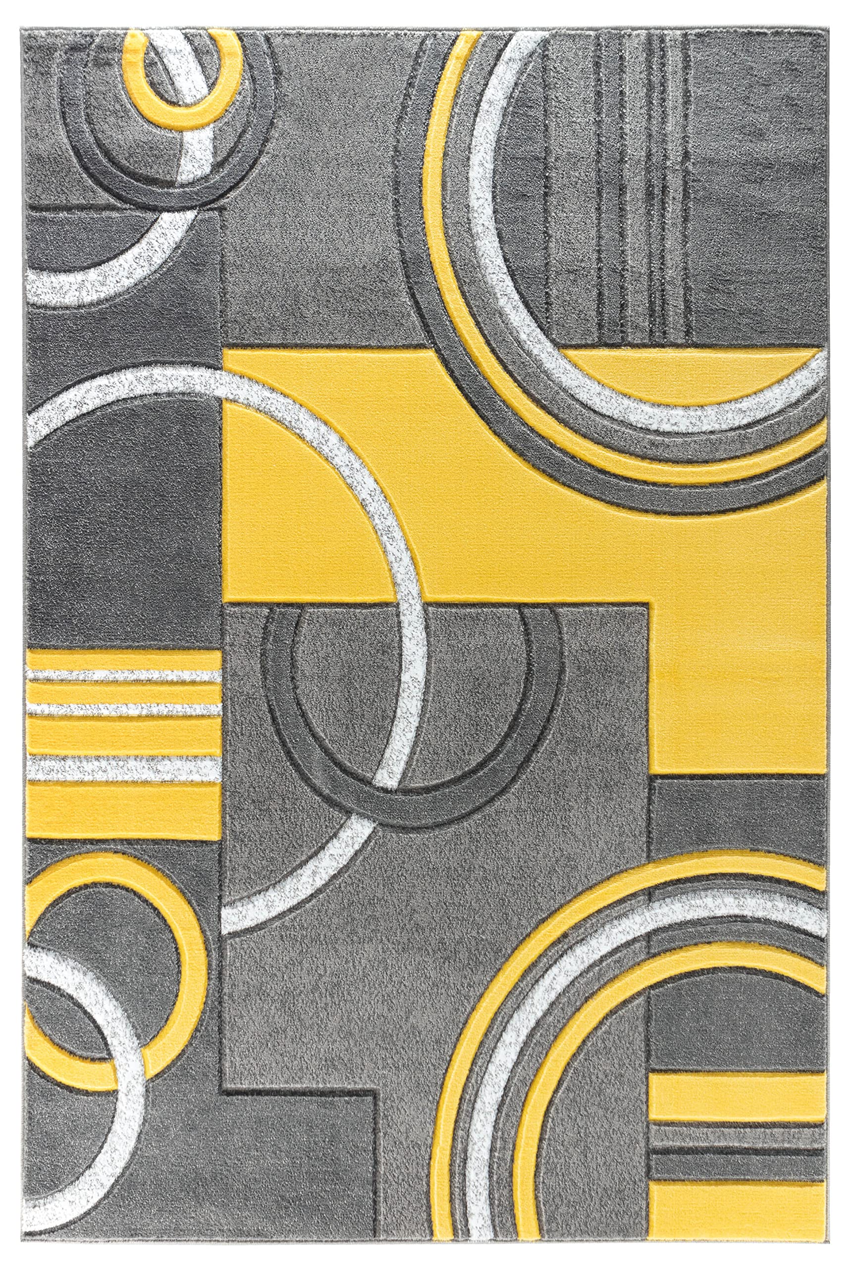 Premium Soft Hand Carved Modern Area Rug - 8x10 Fluffy Contemporary Floor Carpet for Living Room, Dining Room & Bedroom - Yellow (Indoor Home Decor, Cozy Comfort, Stylish Accent)