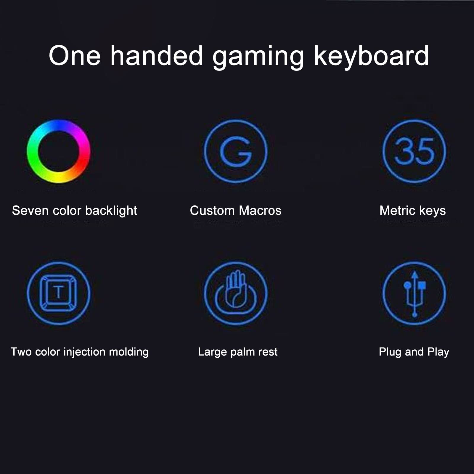 VBESTLIFE One-Handed RGB Gaming Keyboard - Ergonomic USB Wired Keypad with 35 Programmable Keys for PC, Laptop, and Desktop - Perfect for FPS, MMO, and MOBA Gaming