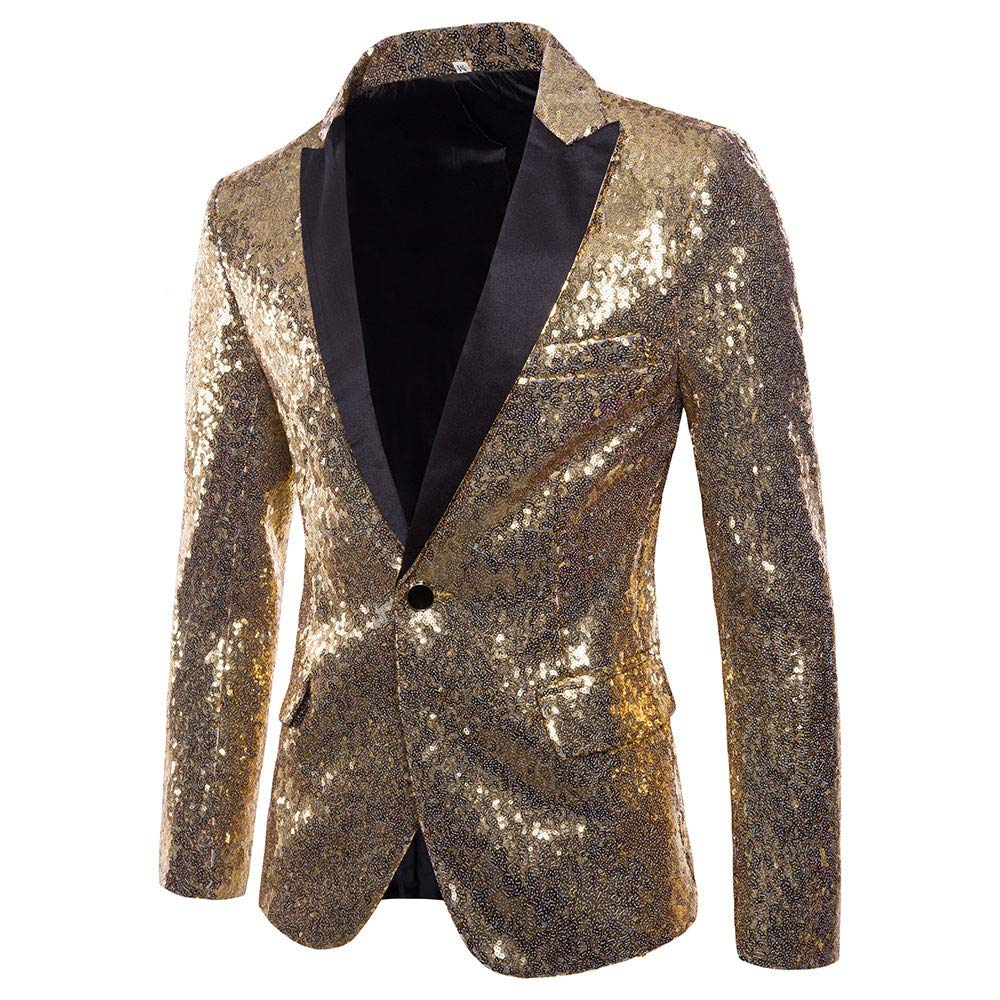 ZEFOTIM Men's Casual Slim Fit One Button Blazer Jacket with Sequin Details for Party, Wedding, and Formal Events | Stylish and Comfortable Suit Coat for Men