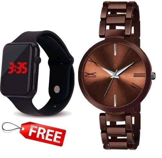 WATCHSTAR Women's Leather & Rubber Strap Analog Digital Combo Watch (SR-612 AT-612) - Perfect for Everyday Wear, Sports & Fashion Accessories