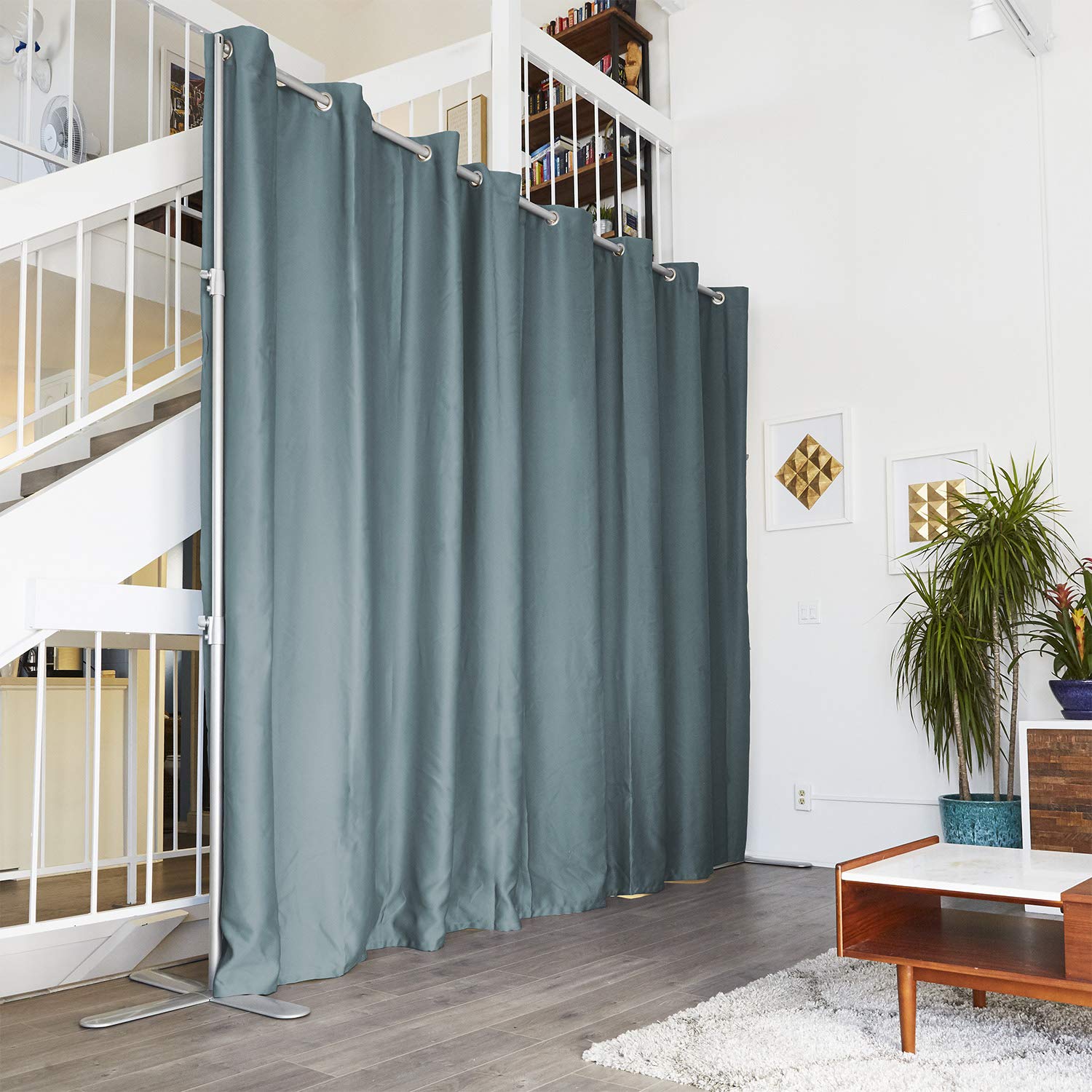 End2End Room Divider Kit - 8ft Tall x 12ft-14ft Wide, Seafoam Green Privacy Screen | Perfect for Open Spaces, Studios & Home Offices | Easy Installation Room Partition