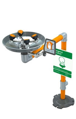 Guardian GBF1704 Barrier-Free Wide Area Eye & Face Wash Station - Pedestal Mounted Safety Equipment for Emergency Use in Labs & Industrial Facilities